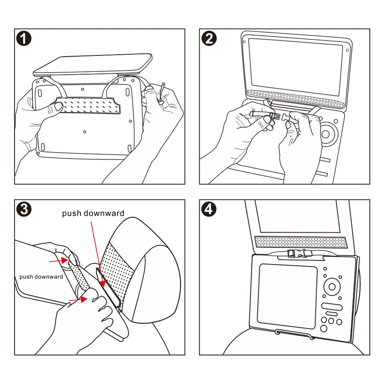Car Headrest Mount Holder for Standard Portable DVD Player, Kids Security Hands-Free Headrest Travel
