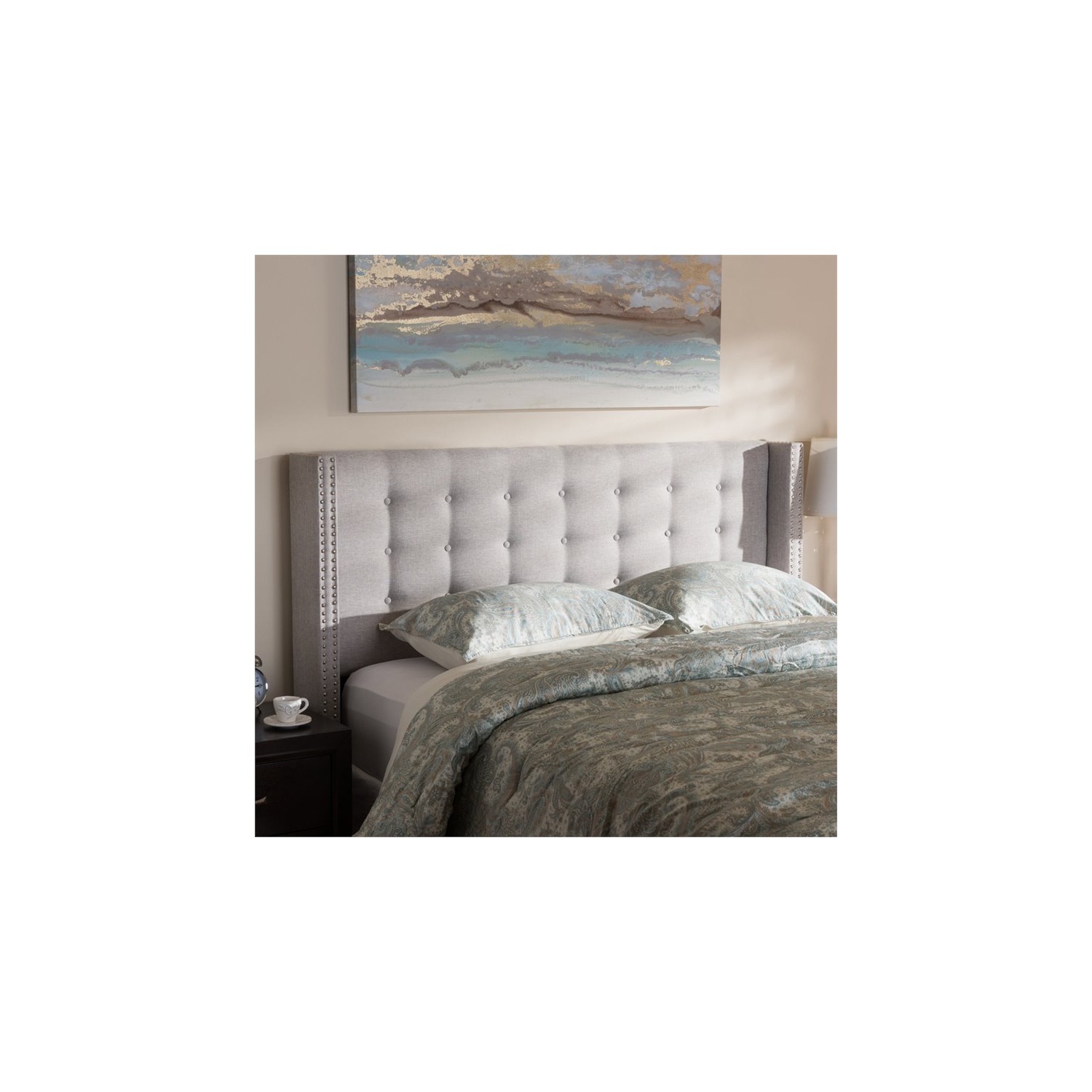 Baxton Studio – panneau de chevet Ginaro pour très grand lit, beige gris