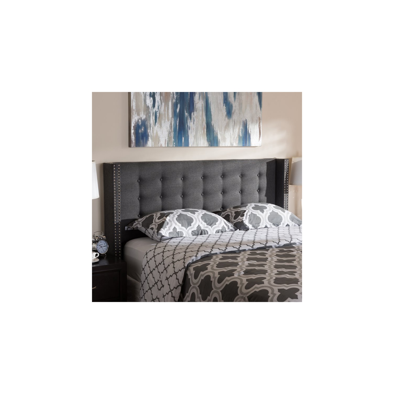 Baxton Studio Ginaro King Panel Headboard in Dark Gray