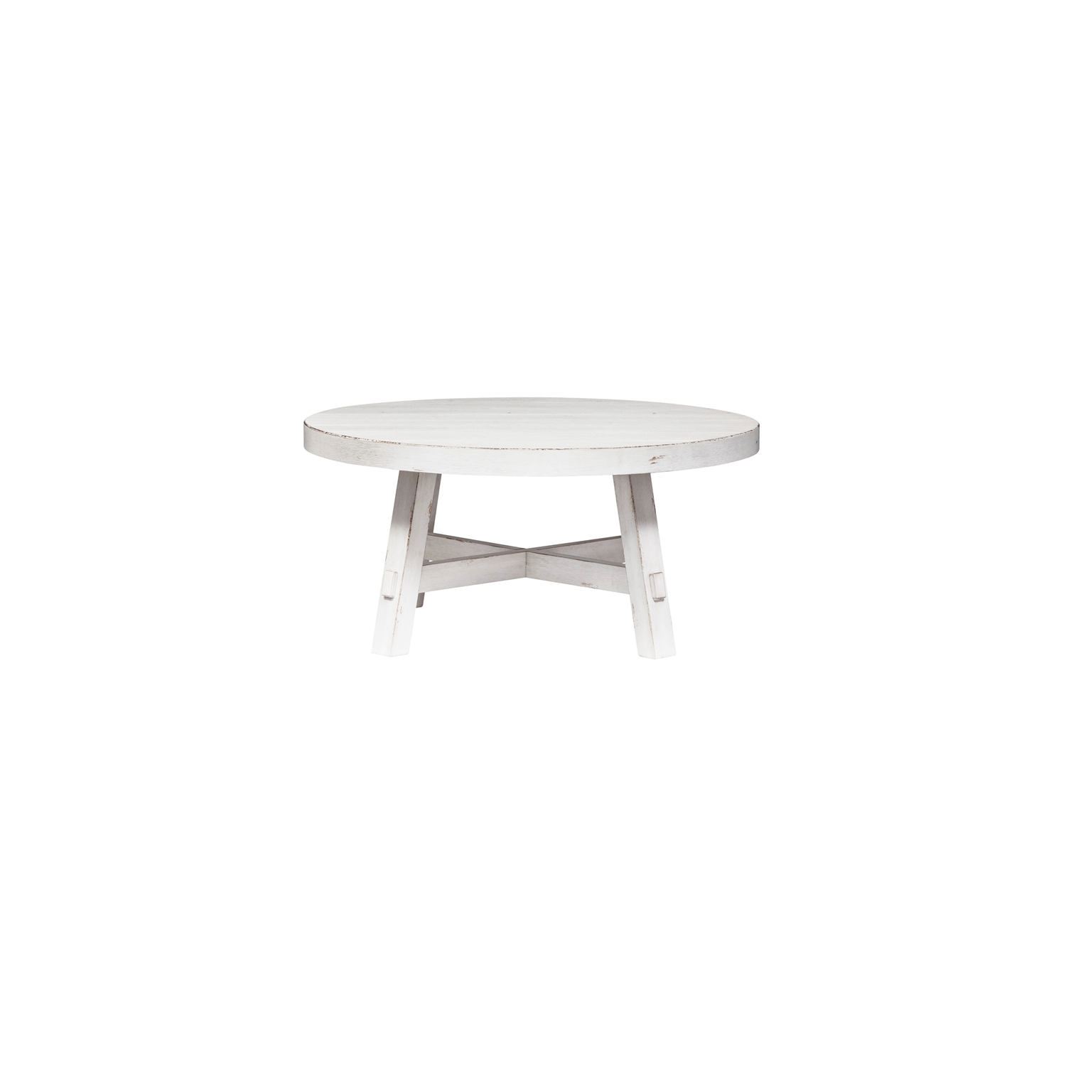 Liberty Furniture – Table basse ronde moderne de style champêtre à pieds cannellés