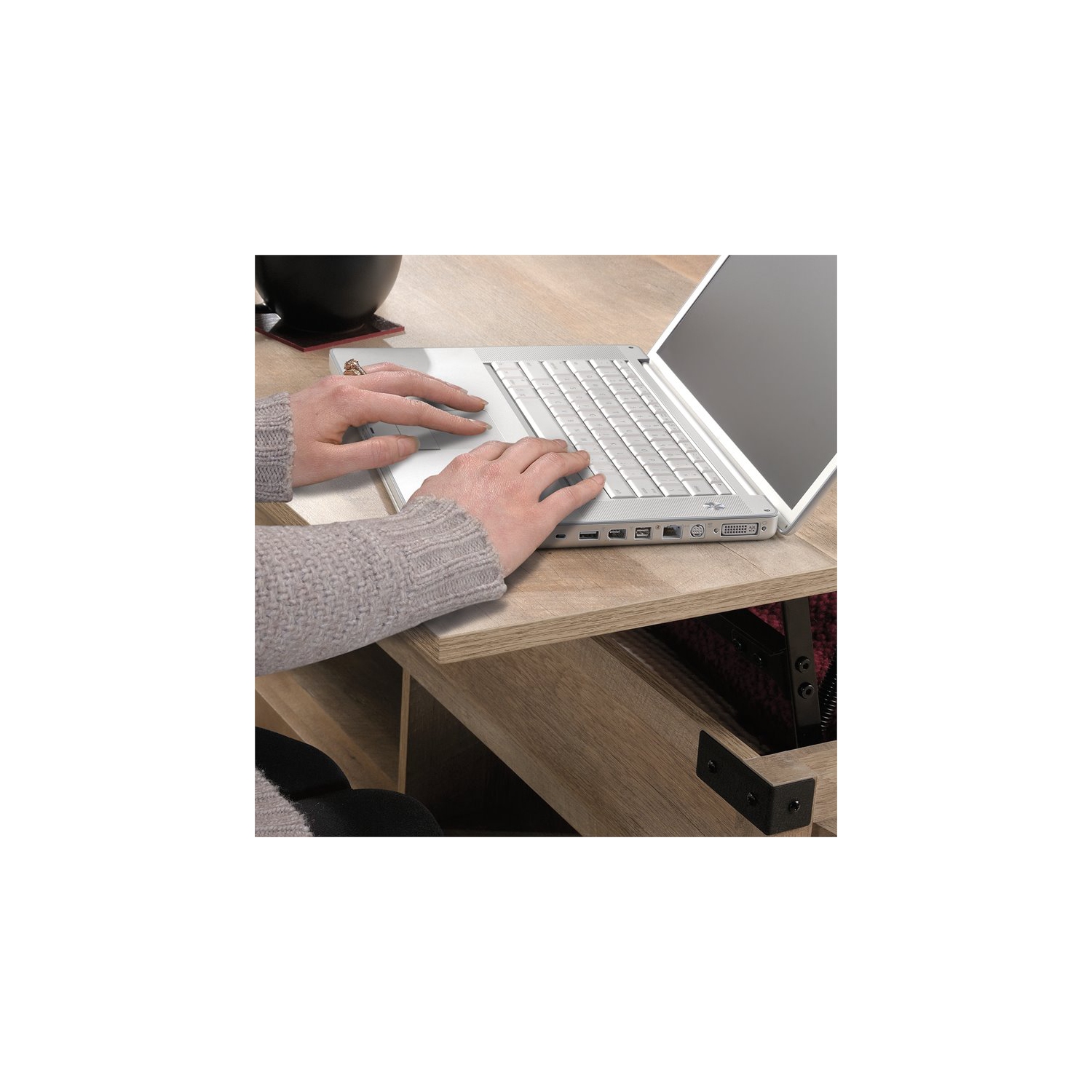 Sauder Bridge Acre Engineered Wood Lift-Top Coffee Table in Lintel Oak