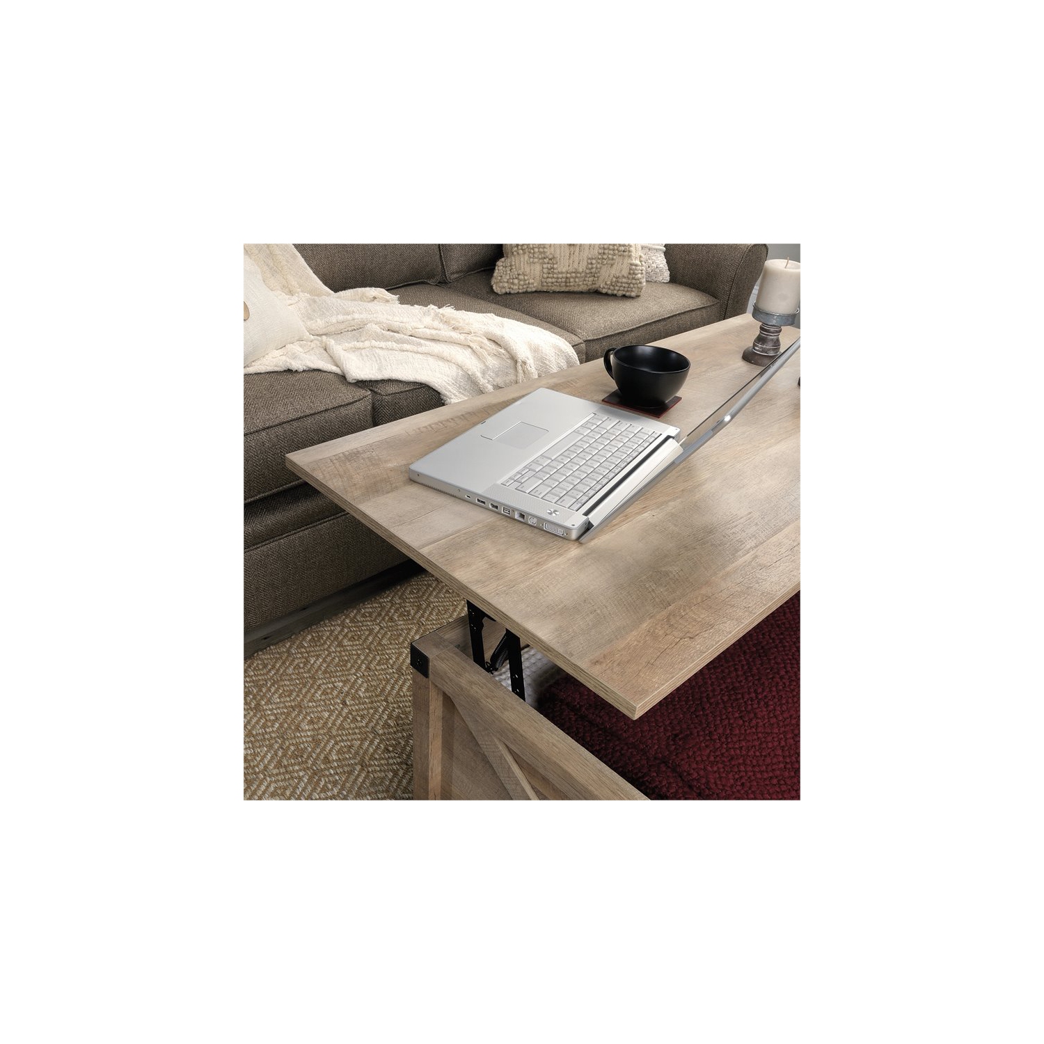 Sauder Bridge Acre Engineered Wood Lift-Top Coffee Table in Lintel Oak