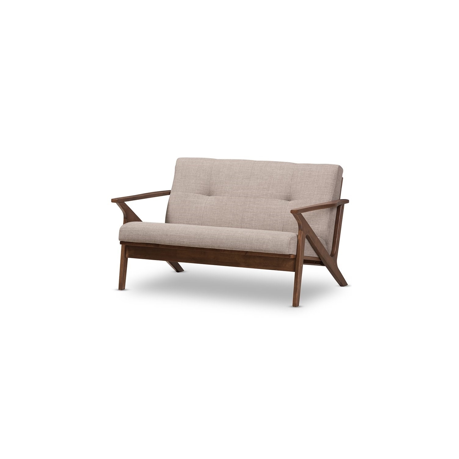 Causeuse capitonnée Bowery Hill, gris pâle et brun noyer