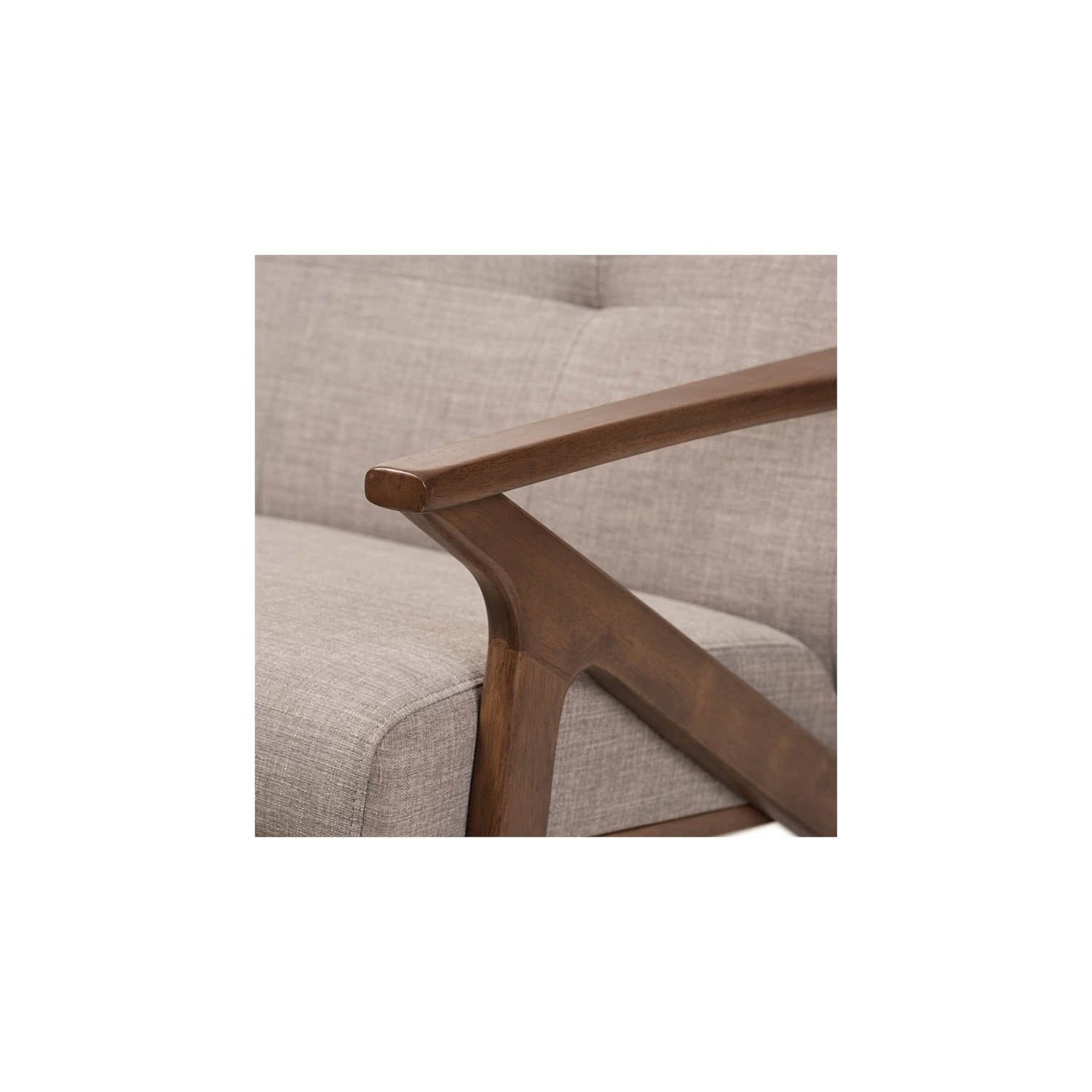 Causeuse capitonnée Bowery Hill, gris pâle et brun noyer