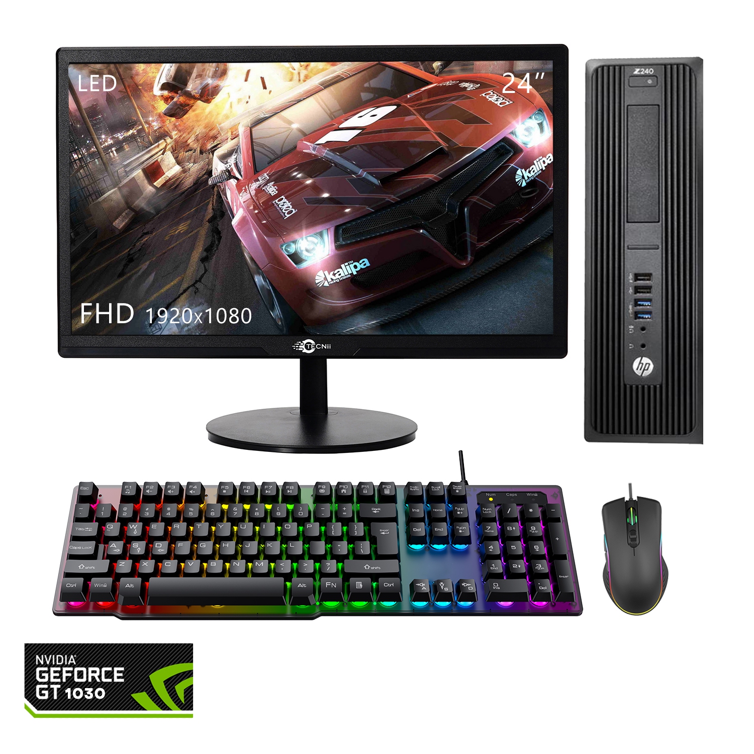 (Refurbished Good)-Gaming Computer with Monitor-HP Z240 Workstation|24" Monitor|i5 6500 @3.20GHz|32GB DDR4 RAM 1TB SSD|Nvidia 2GB Graphics card|Gaming Keyboard & Mouse|Win 10 Pro