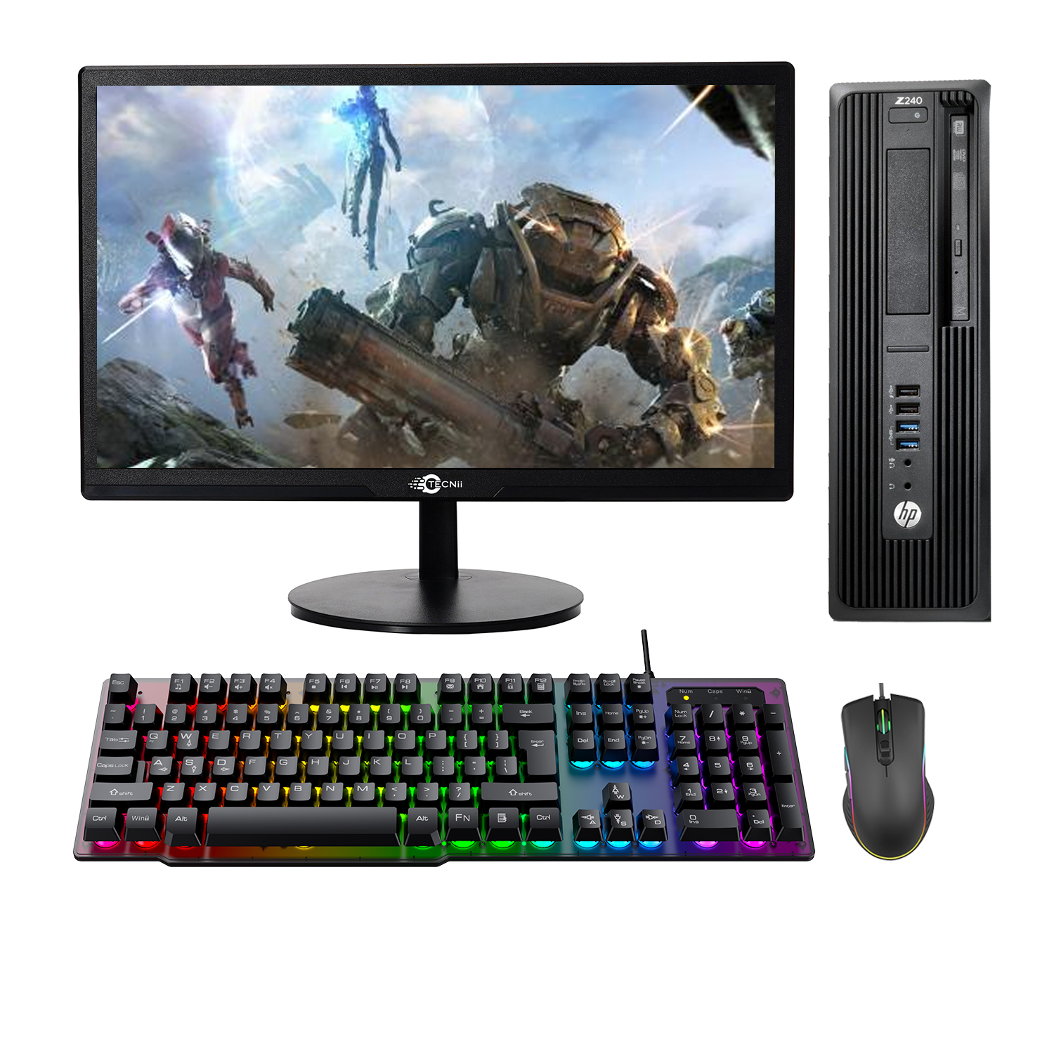 (Refurbished Good)-HP Z240 Workstation-Gaming Computer with 24" Monitor|SFF|i5 6500 @3.20GHz|16GB DDR4 RAM 512GB SSD|Nvidia 2GB Graphics card|Gaming Keyboard & Mouse|Win 10 Pro