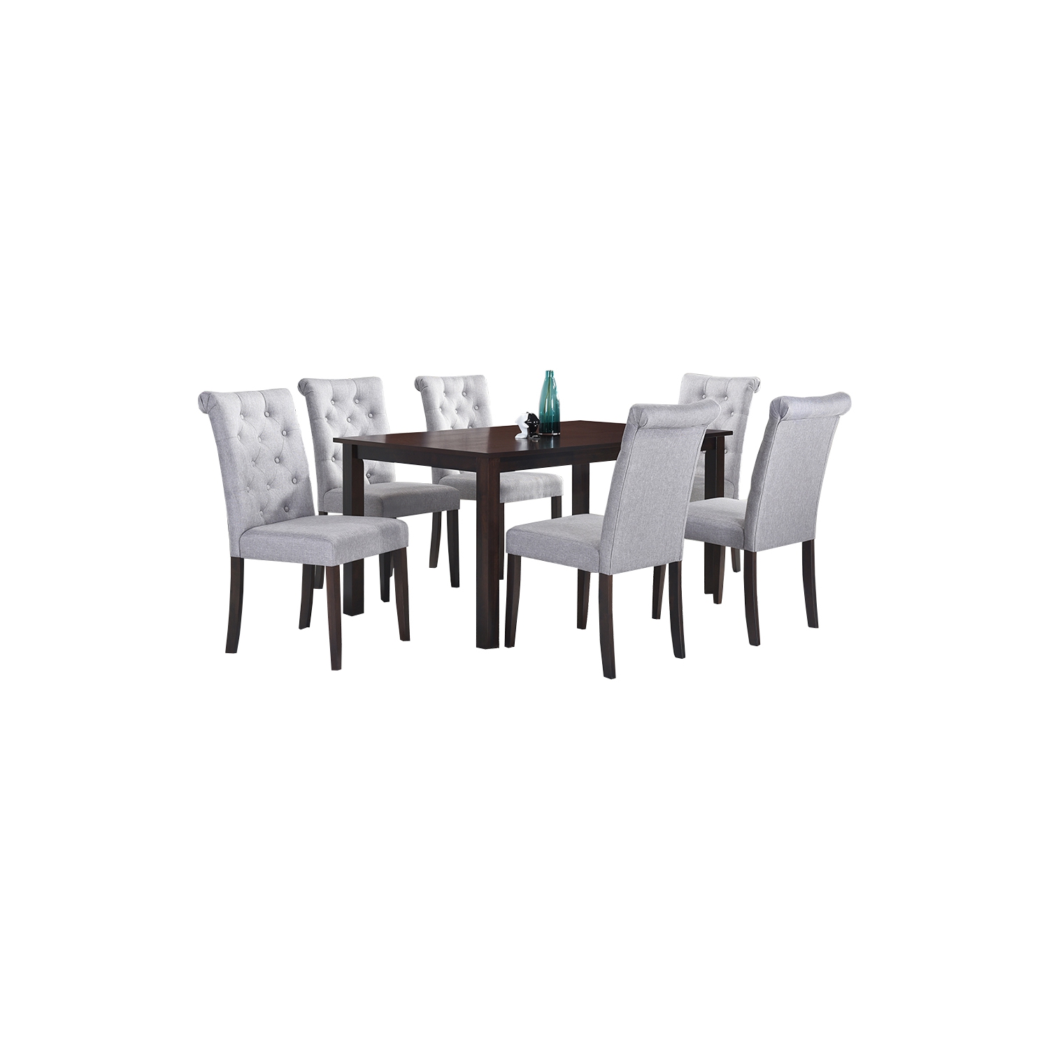 Roxy 7Pc Solid Wood Dining Set - Light Grey