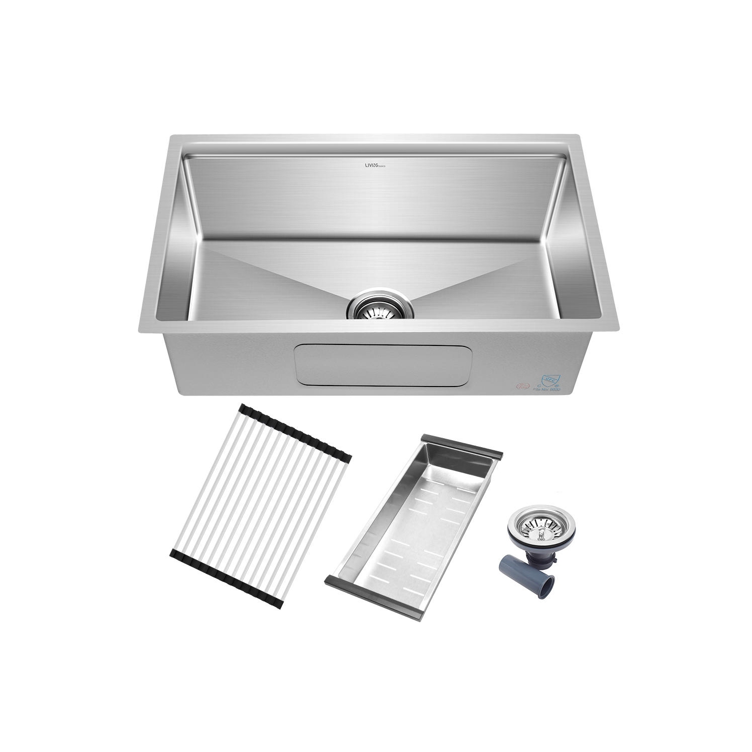 30-inch Stainless Steel Top Mount Kitchen Sink, Single Bowl Bathroom Drop-In with Sink Colander
