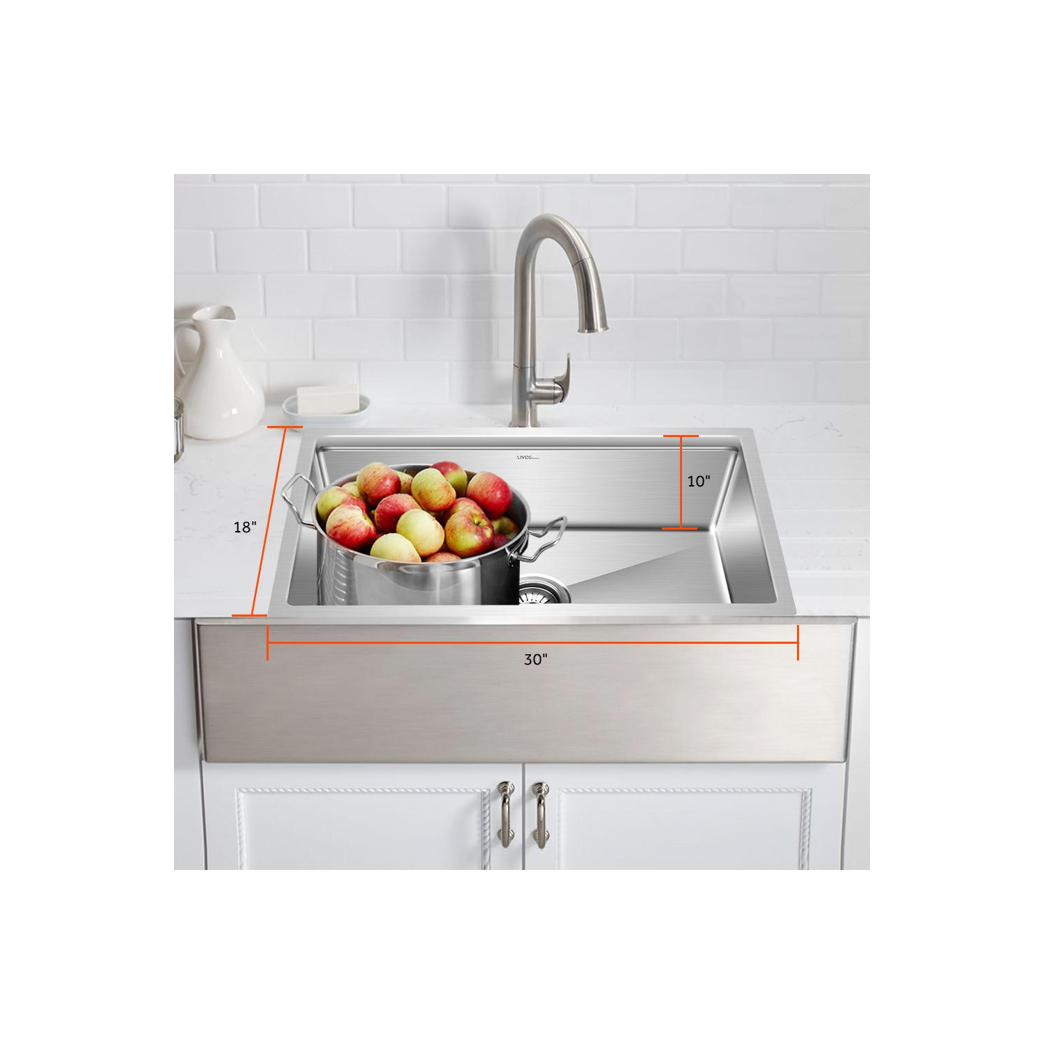 30-inch Stainless Steel Top Mount Kitchen Sink, Single Bowl Bathroom Drop-In with Sink Colander