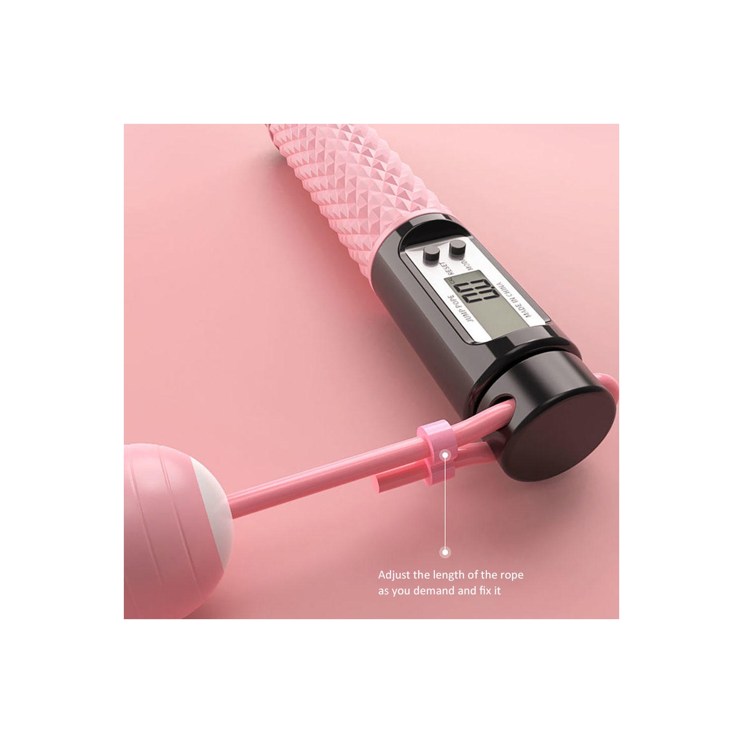 Corde à sauter sans fil à longueur de corde réglable de 110 pouces avec affichage numérique des calories, des kilomètres, des milles et du comptage -