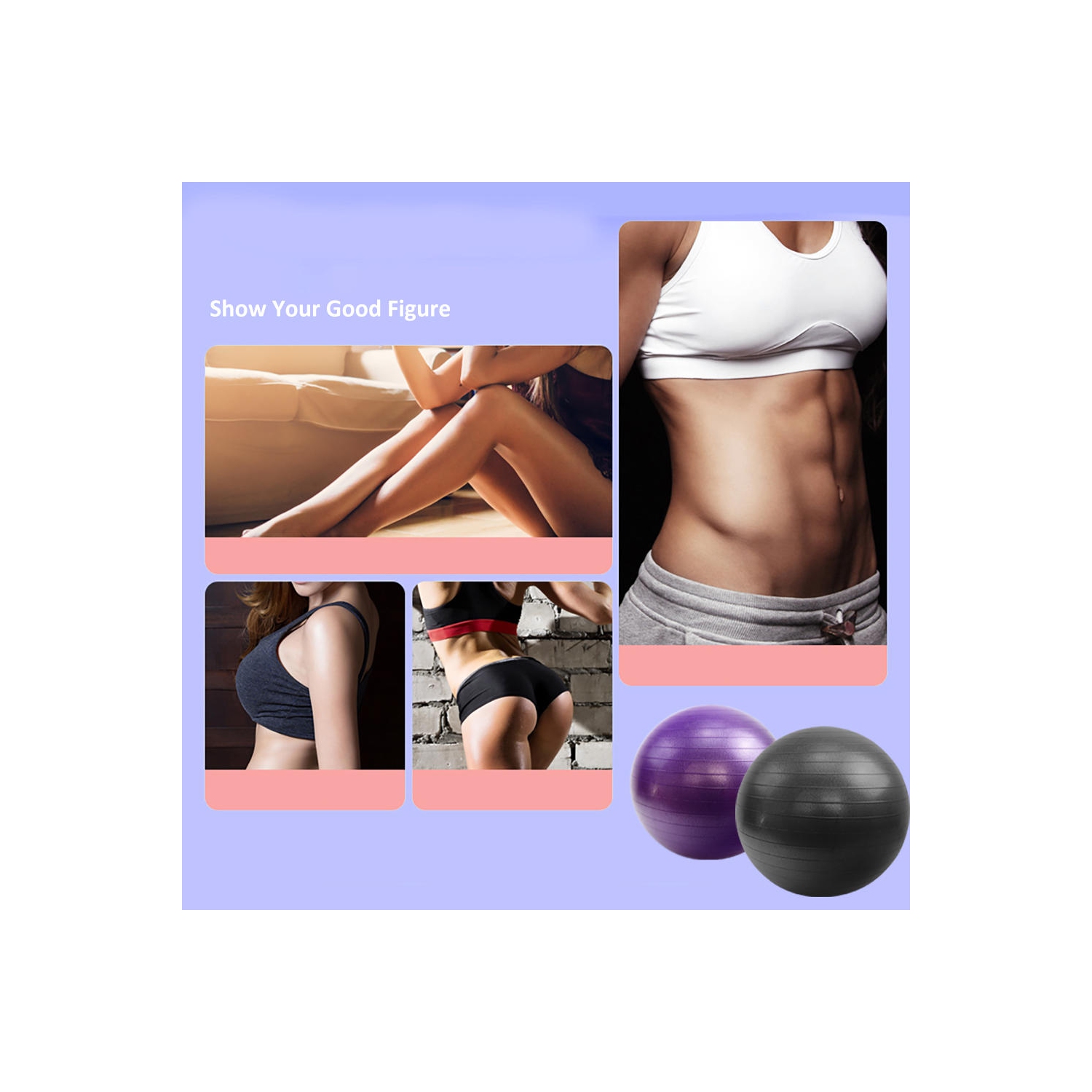 Anti-Burst Exercise Fitness Balance Ball Yoga Ball for Yoga, Stability, and Fitness 65cm