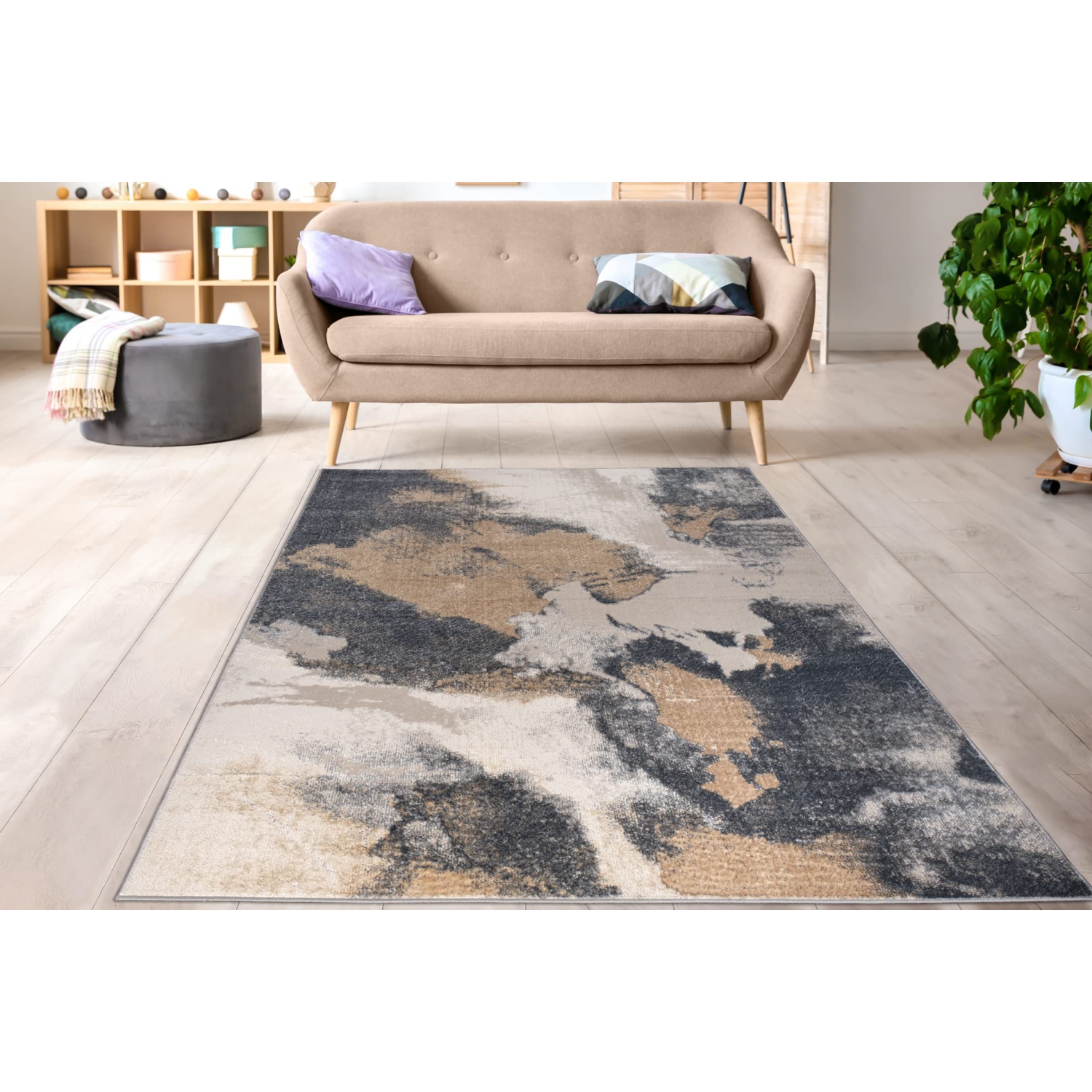 Tapis contemporain et minimaliste la Dole - Tapis durable haut de gamme pour le salon, la chambre et le bureau - Multicolore, 5 x 8