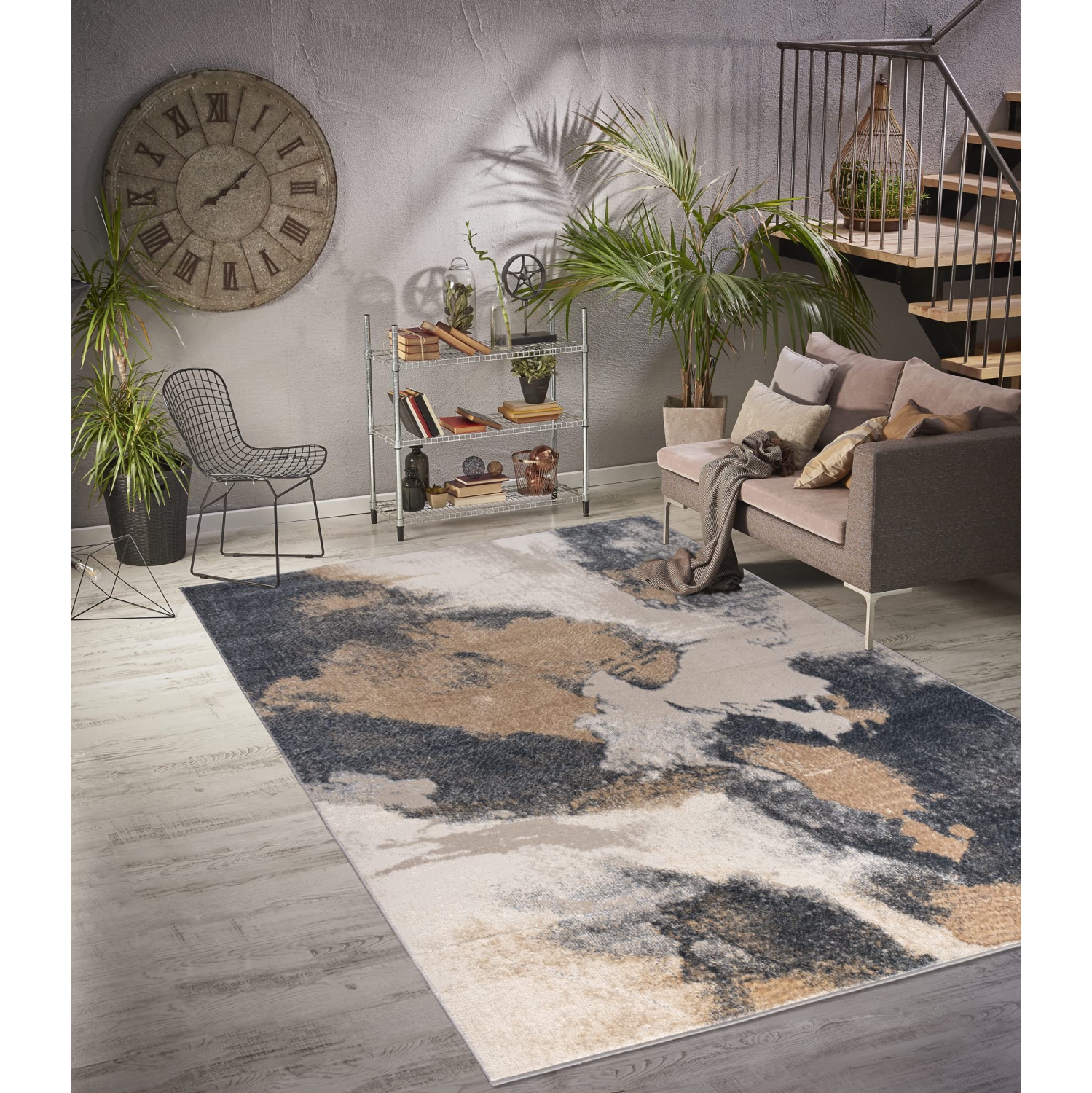 Tapis contemporain et minimaliste la Dole - Tapis durable haut de gamme pour le salon, la chambre et le bureau - Multicolore, 5 x 8