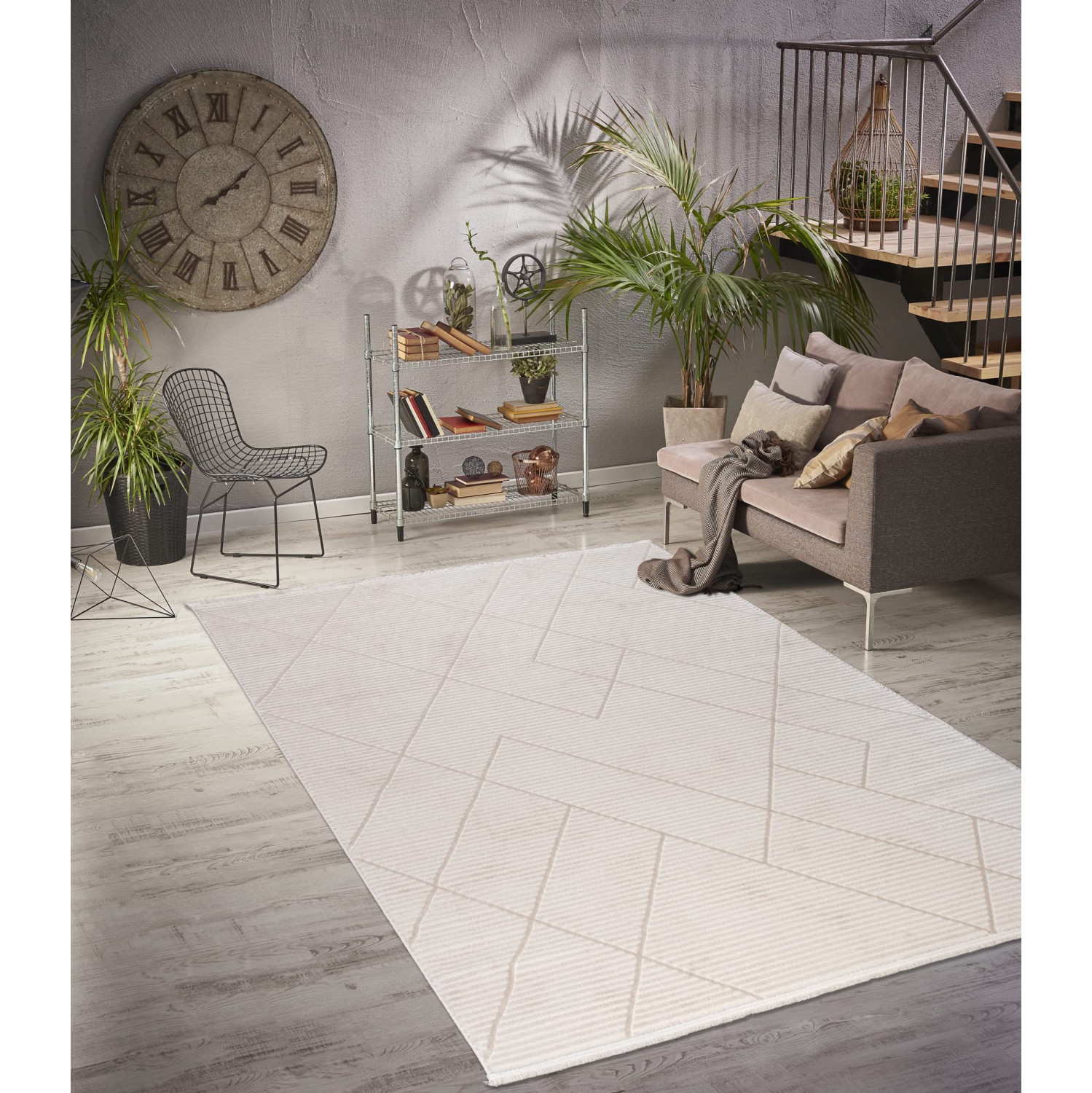 Ladole Rugs Geometric Pattern Home Decor Indoor Area Rug - Amazing Premium Carpet for Living Room, Bedroom, Dining Room, Kitchen, and Office - Cream,