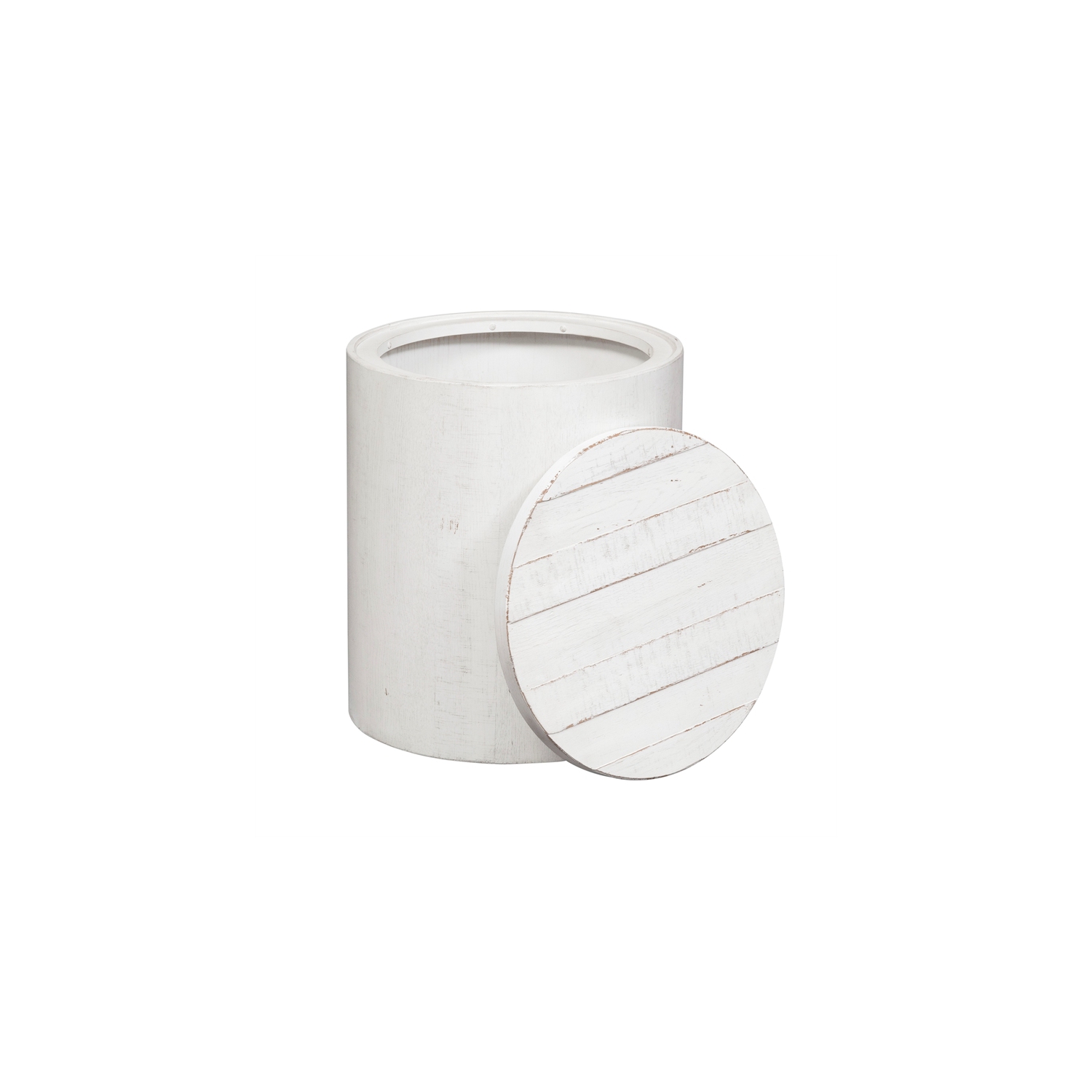 Modern Farmhouse White Drum End Table