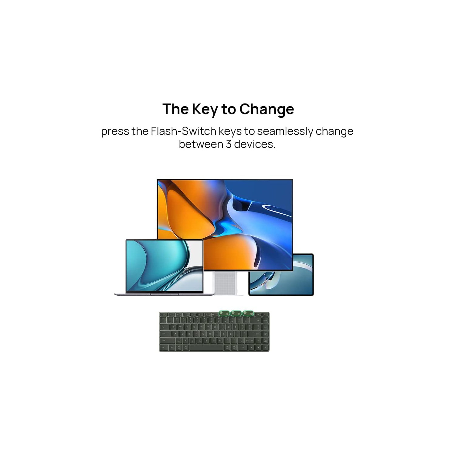 HUAWEI Clavier ultrafin - Clavier Bluetooth sans fil, Port USB-C, commutateur flash, NFC, coque en alliage d'aluminium, coque inférieure en