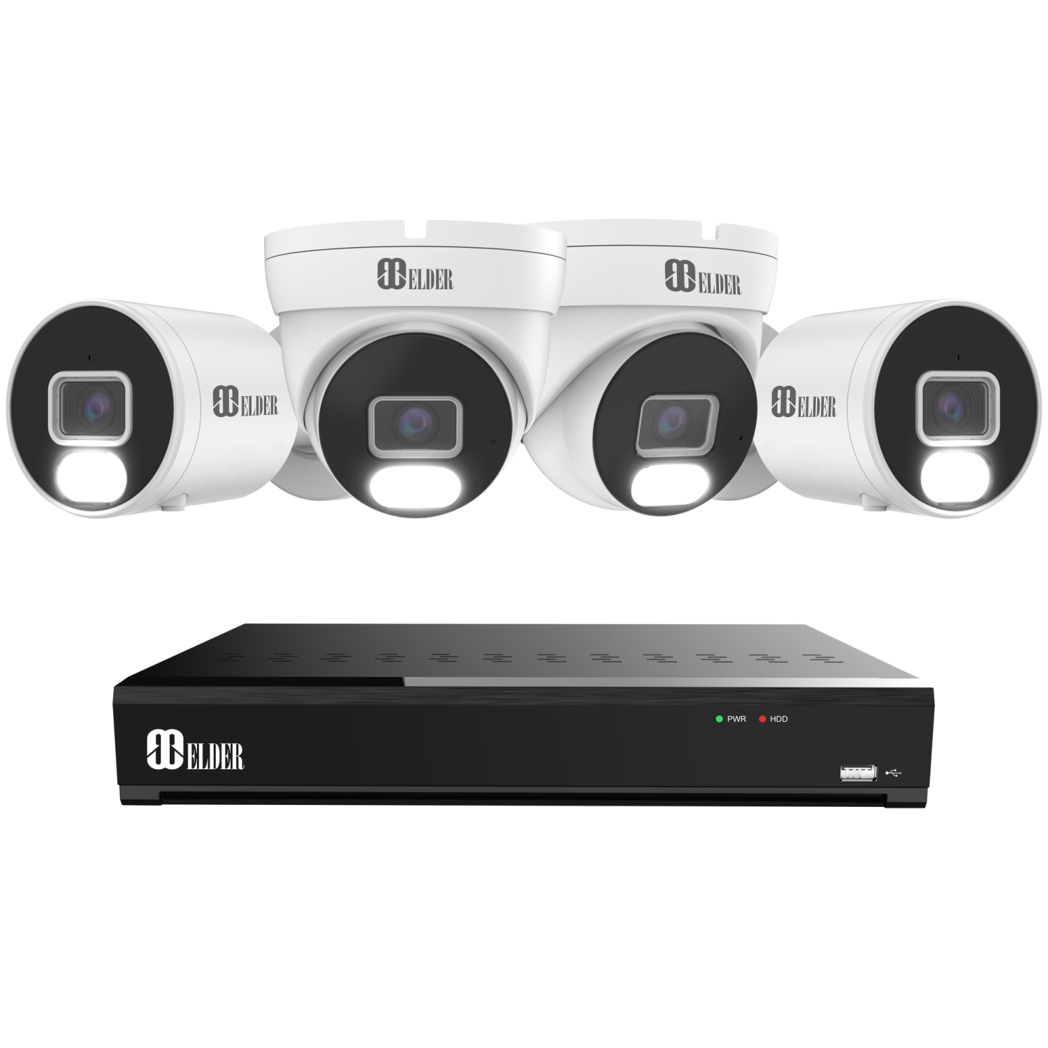 【2024 New】Elder 4K Security Camera System 8MP, 8Ch NVR PoE 4-Camera Outdoor 2TB Color Night Vision, Person & Vehicle Detection Smart Home Surveillance Wired DIY, Hunter Series