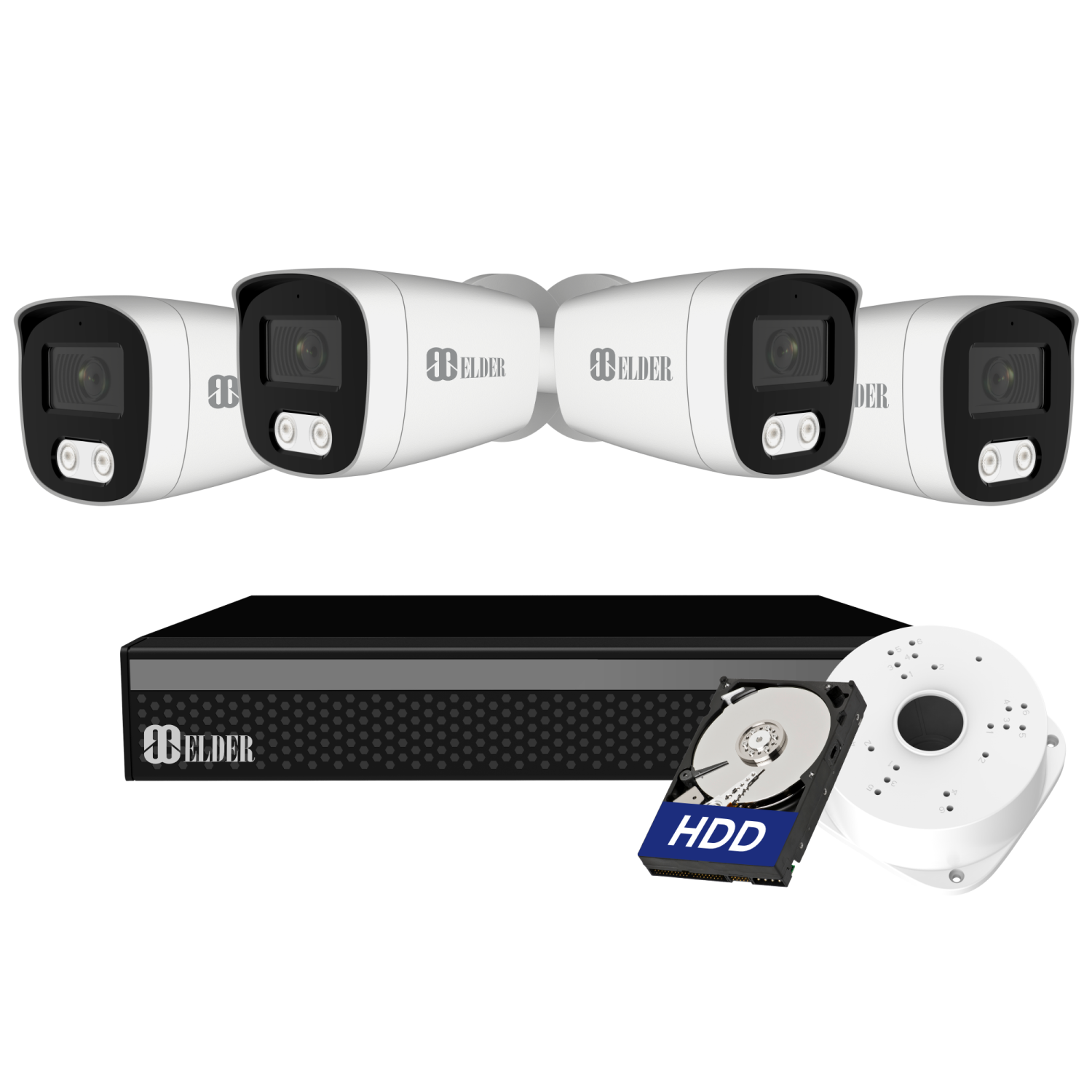 【2023 New】Elder 4K Security Camera System 8MP, 8Ch PoE NVR 4-Camera Surveillance Kit Outdoor 2TB HDD Audio, Wired Home Security Camera System DIY, Hunter-LE Series