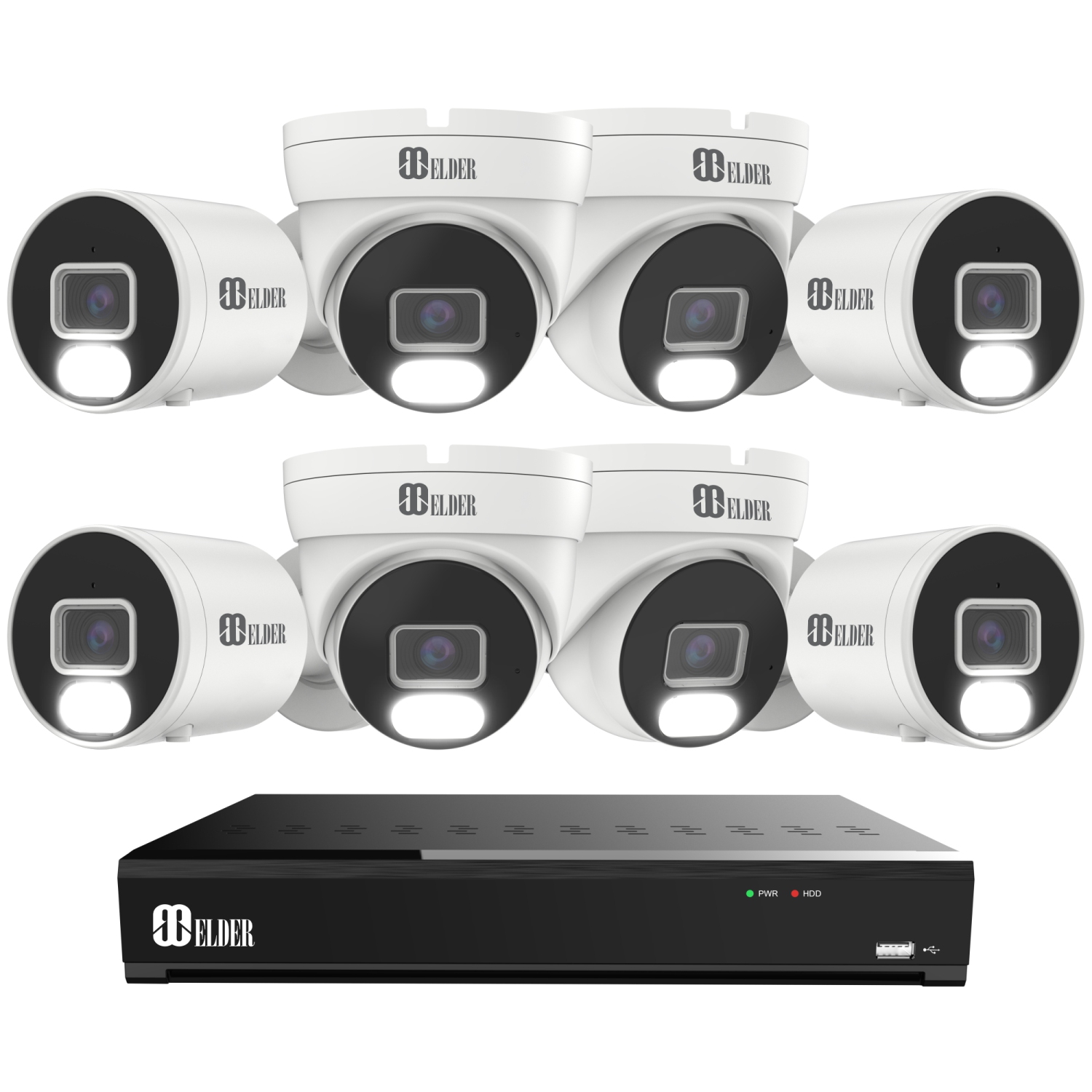 【2024 New】Elder 4K Security Camera System 8MP, 8Ch NVR PoE 8-Camera Outdoor 4TB Color Night Vision, Person & Vehicle Detection Smart Home Surveillance Wired DIY, Hunter Series