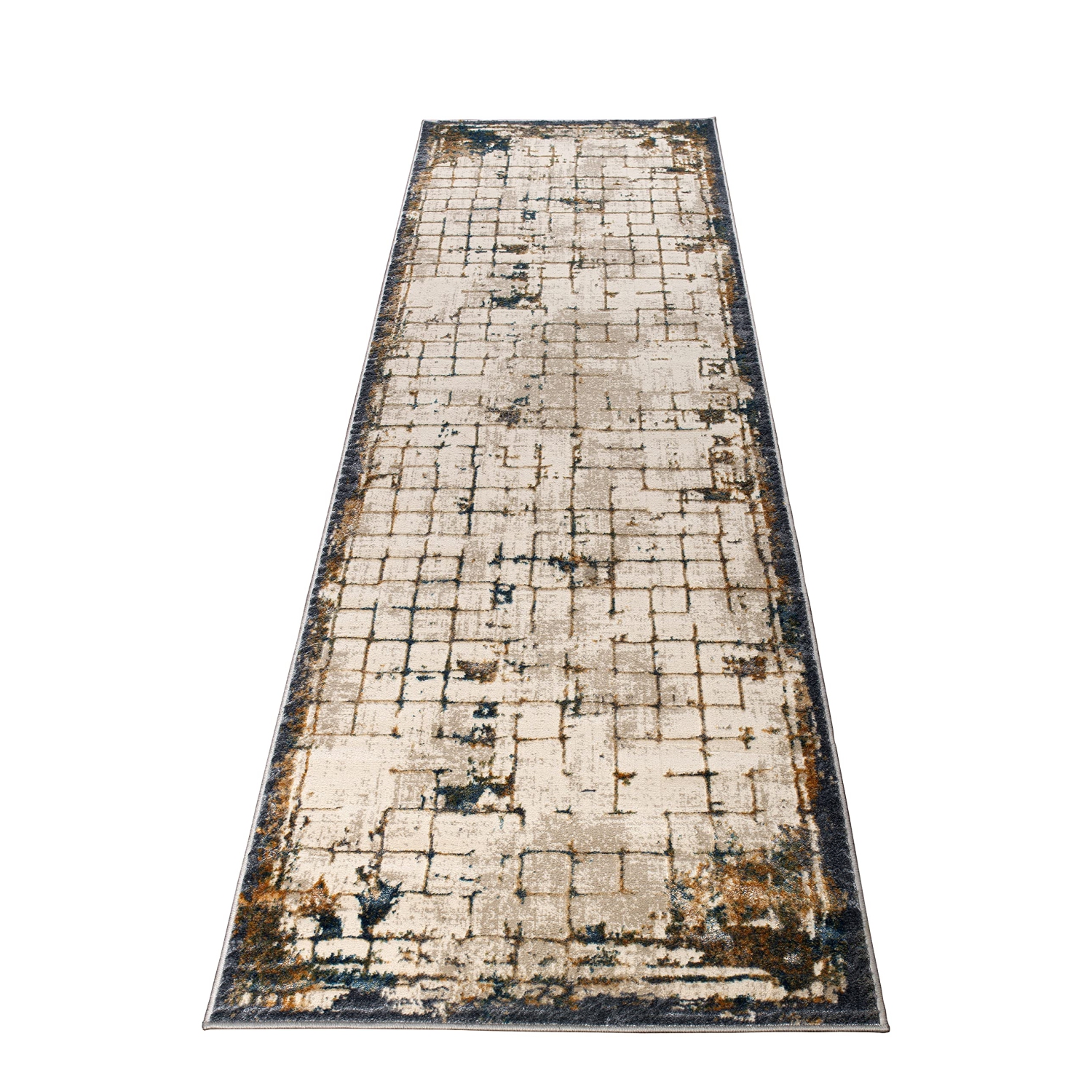 La Dole Rugs Minimalistic Bordered Abstract Modern Runner Rug - Premium Durable Carpet for Living Room, Entrance, and Hallway - Multi, 3x5