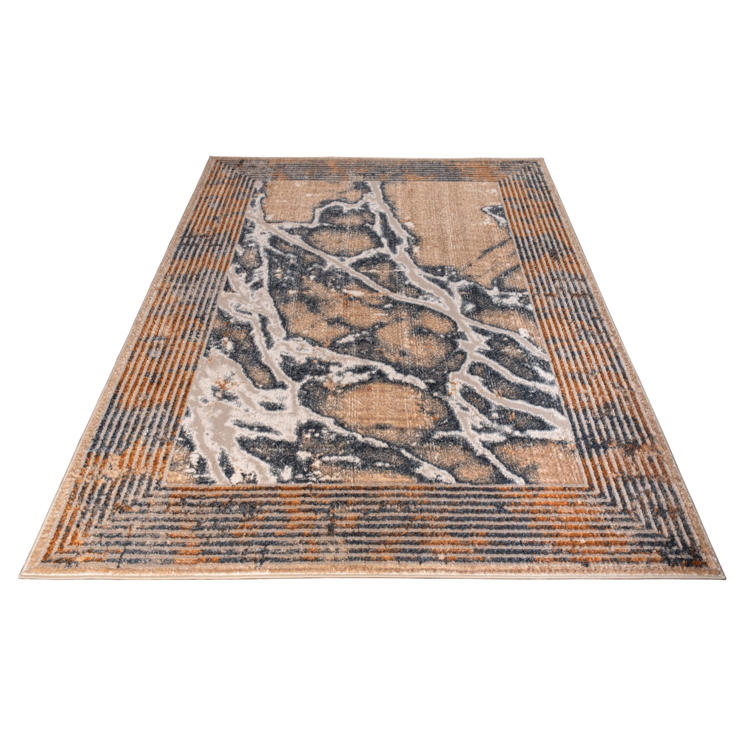 La Dole Rugs Contemporary Marble Pattern Bordered Abstract Modern Area Rug - Premium Durable Carpet for Living Room, Bedroom, and Office - Multi, 8x10