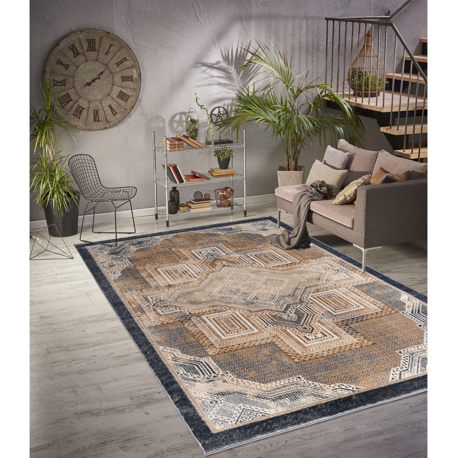 La Dole Rugs Traditional Geometric Design Contemporary Area Rug - Premium Durable Carpet for Living Room, Bedroom, and Office - Multi, 6x9