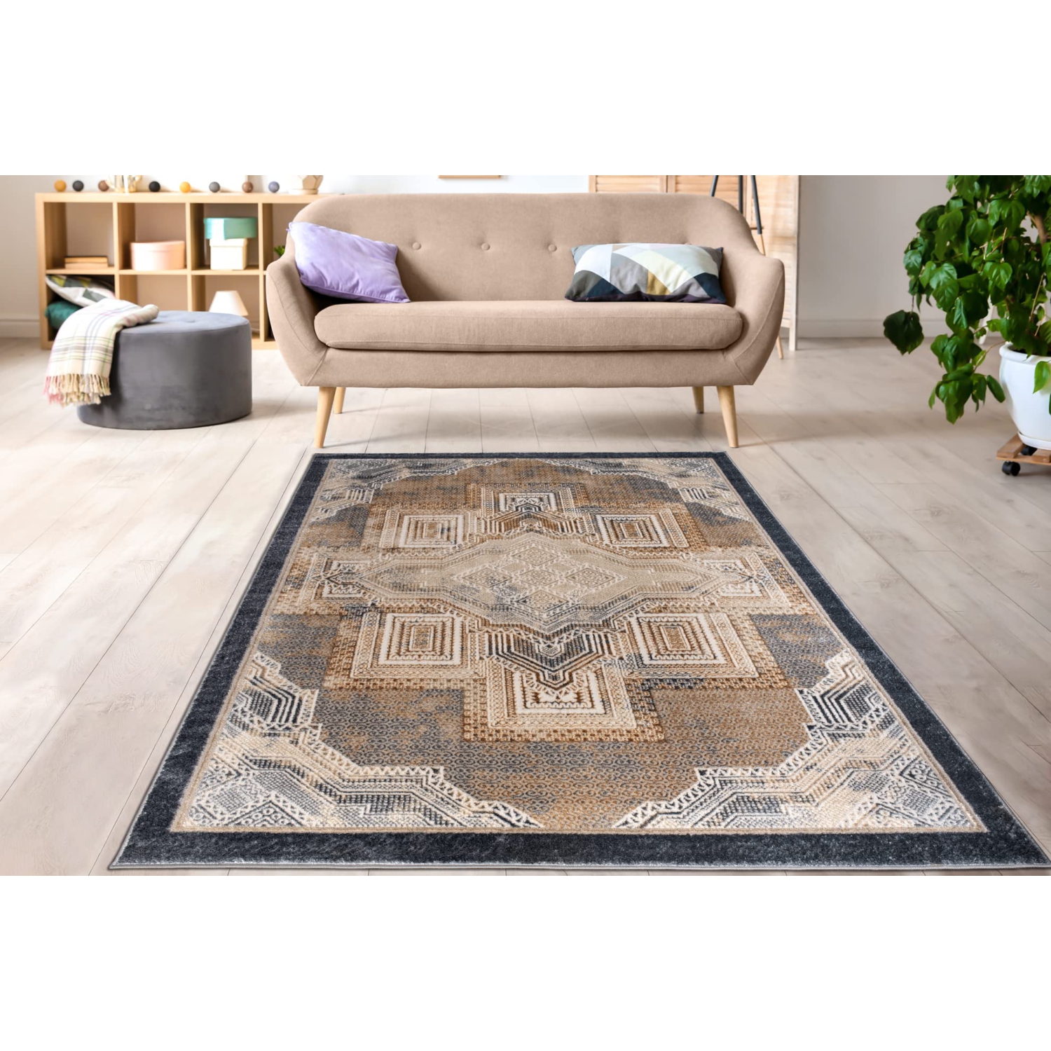 La Dole Rugs Traditional Geometric Design Contemporary Area Rug - Premium Durable Carpet for Living Room, Bedroom, and Office - Multi, 5x8