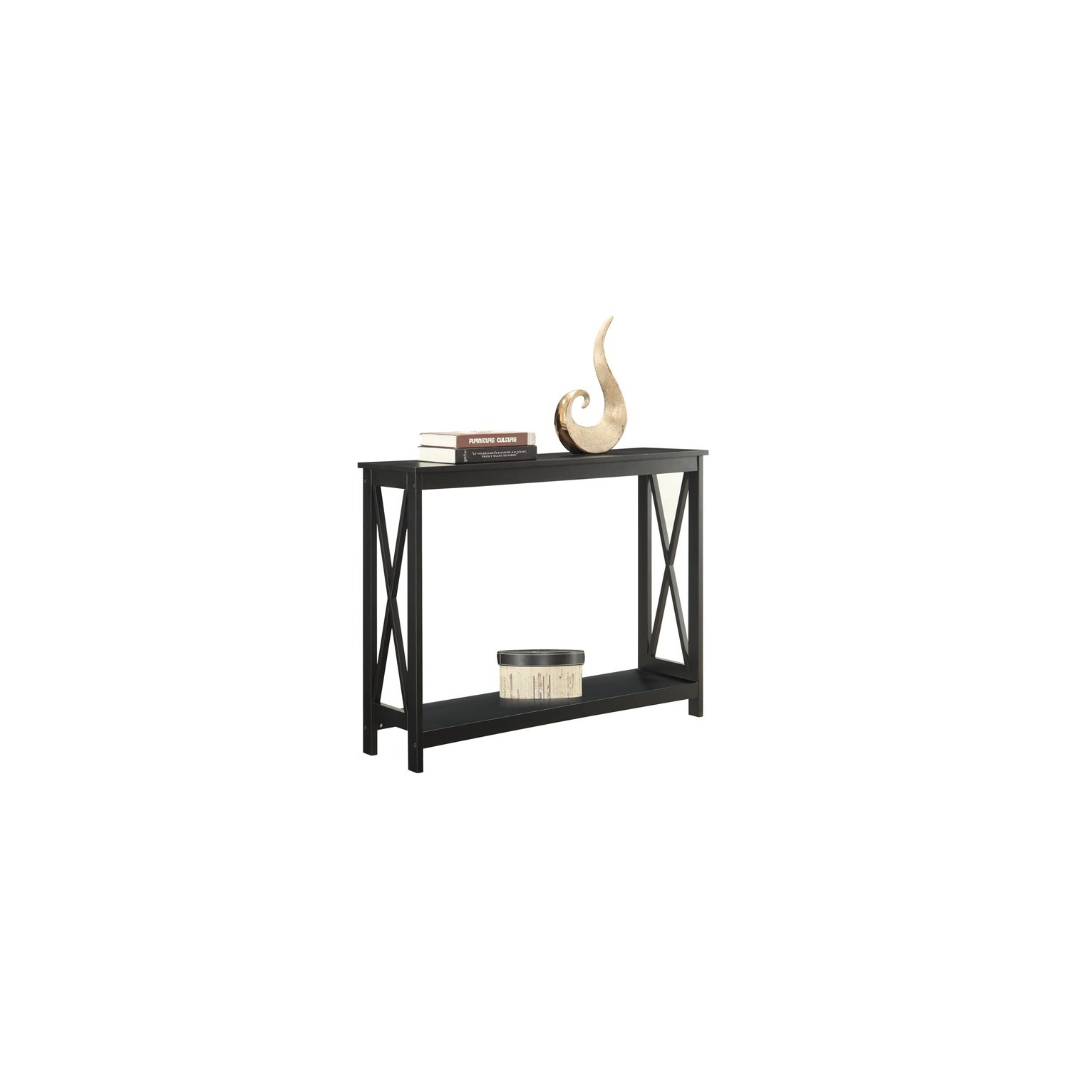 Console rectangulaire Oxford de pratique concepts avec fini bois noir
