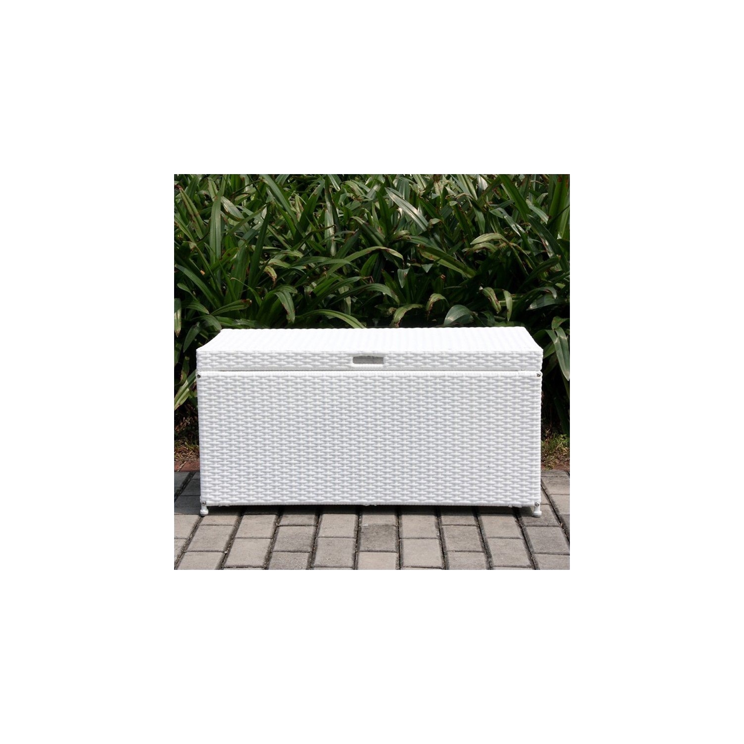 Jeco Wicker Patio Storage Deck Box in White