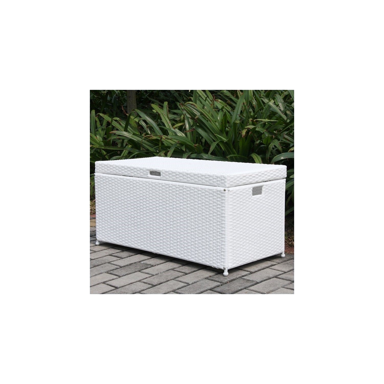 Jeco Wicker Patio Storage Deck Box in White