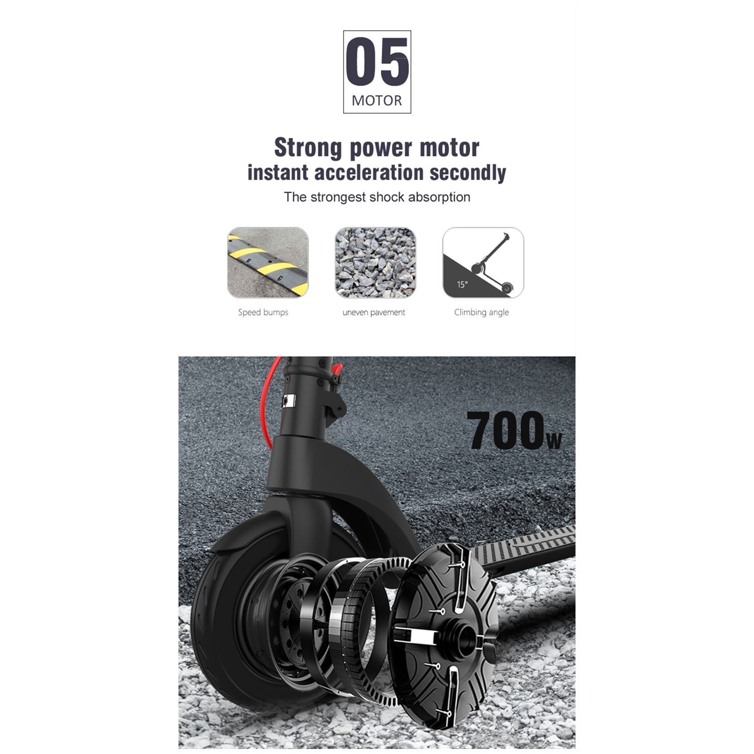 Long Range HX X8 Electric Scooter - 45km Max Range, 32 KM/H Top Speed, 36V 10AH Battery Removable & Replaceable