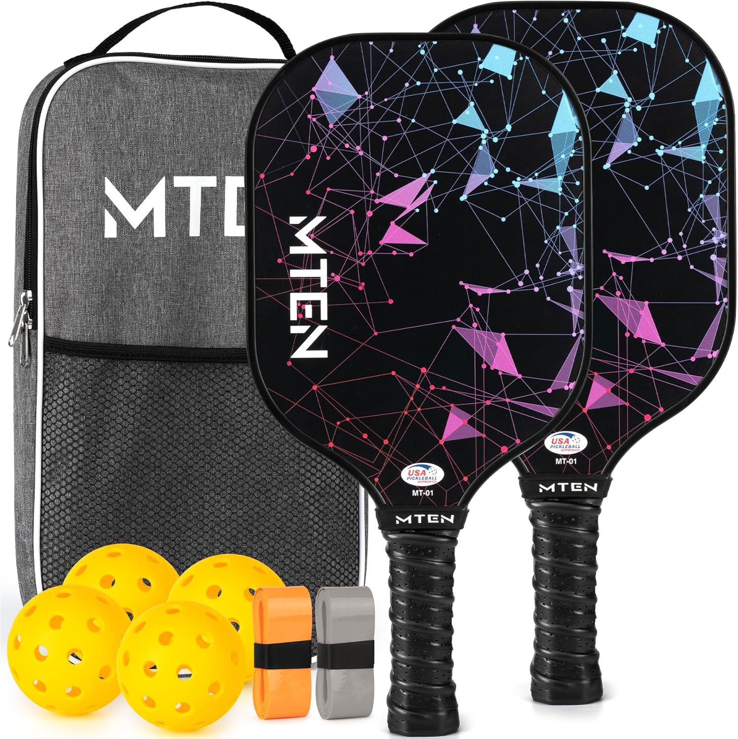 Ensemble de raquettes de pickleball en fibre de verre approuvé par l'USAPA – Raquettes légères et durables pour hommes et femmes – Ensemble complet