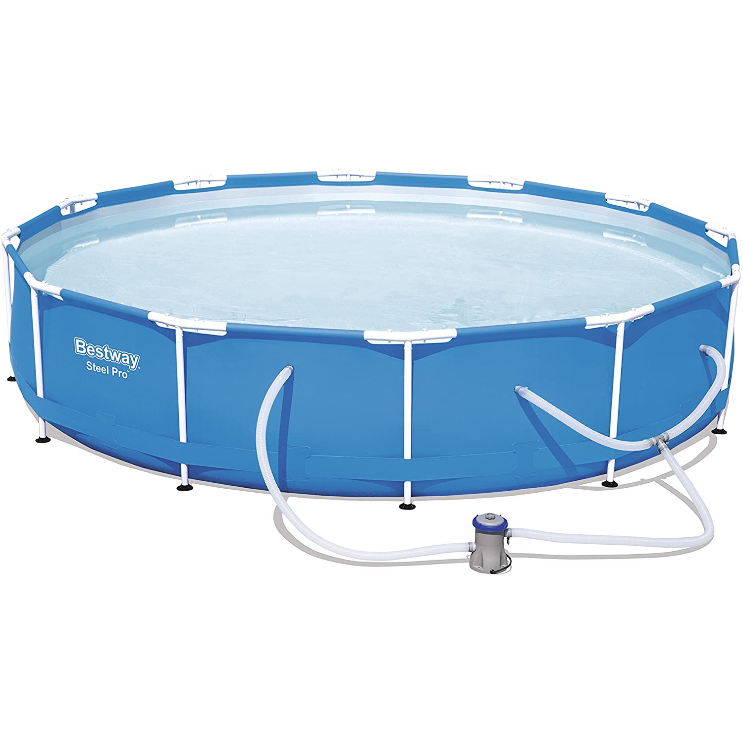 Bestway Steel Pro 10'ft x 30"inch Frame Pool Set Above Ground durable Performance Corrosion&Puncture Resistant Construction including filter and pump with 4,678 gal water capacity