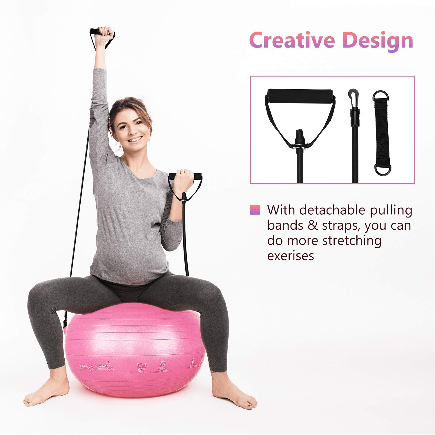Oziral Stability Exercise Ball 55cm Yoga Balance Ball Extra Thick Ball Chair Fitness Yoga Pilates Anti-Slip Birthing Ball with Air Pump Office&Home&Gym 