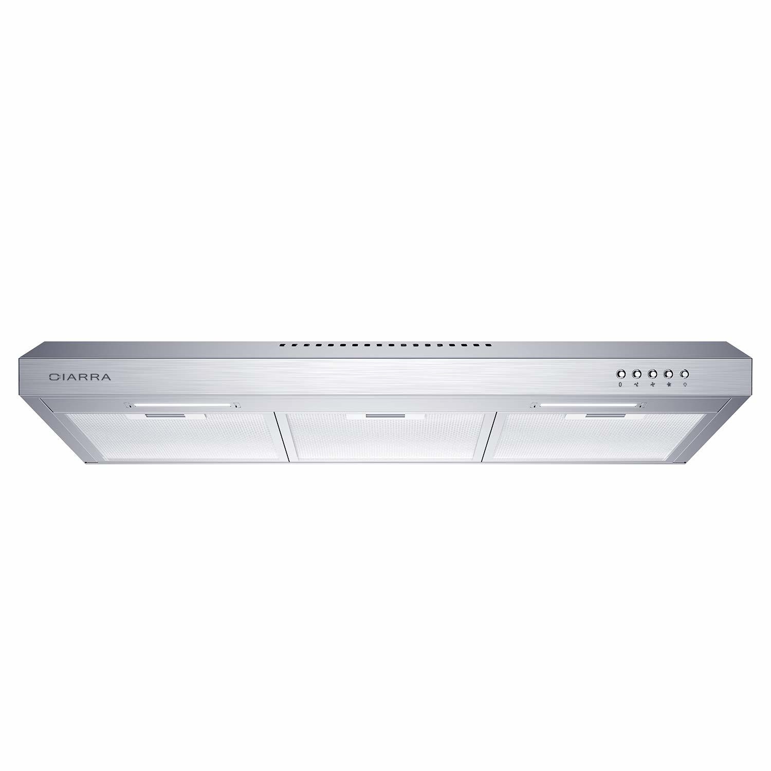 CIARRA 30 inch Range Hood Under Cabinet Hood Vent for Kitchen Ducted and Ductless Convertible,Convertible Ventilation Mode - Stainless steel