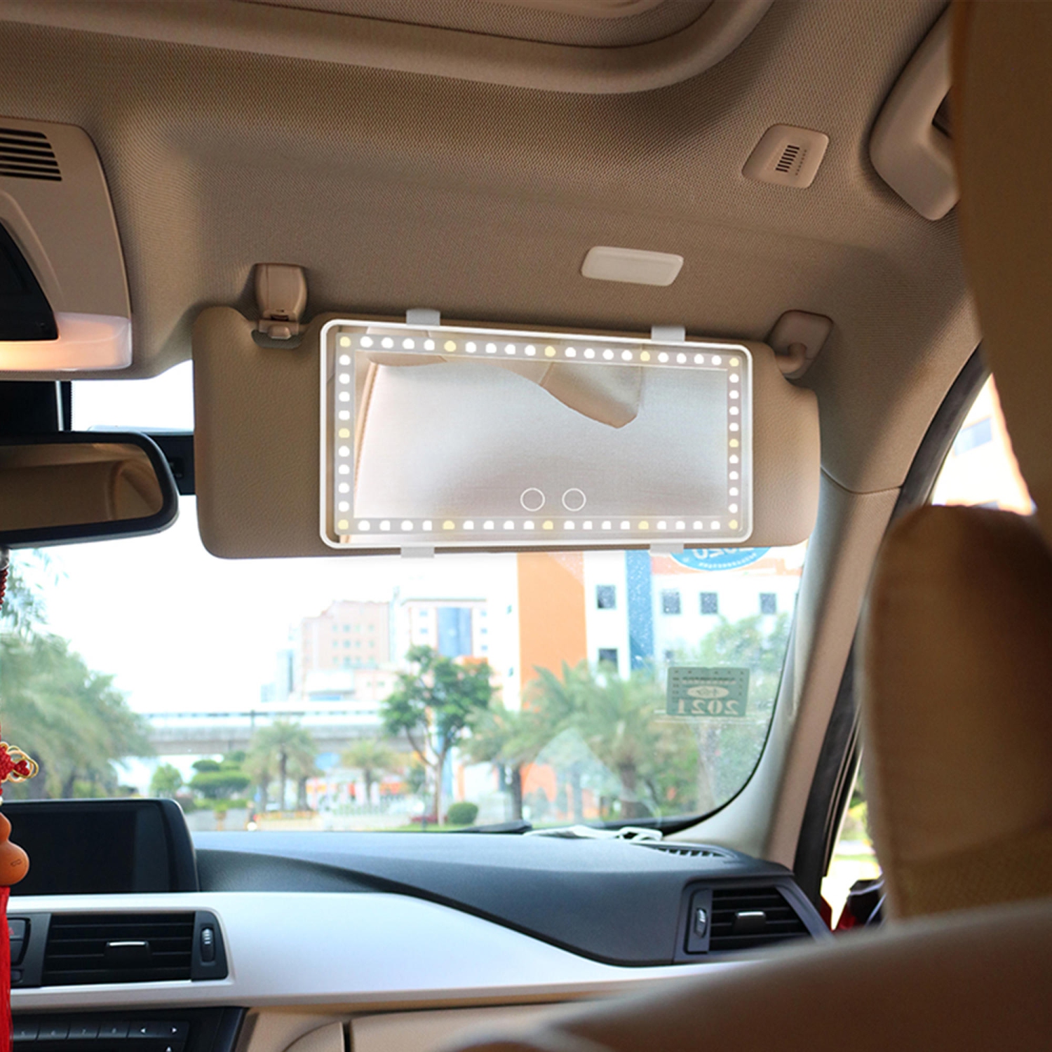 BLANC - Miroir de courtoisie de voiture universel, Lumière tactile LED à  intensité variable, Pare-soleil HD