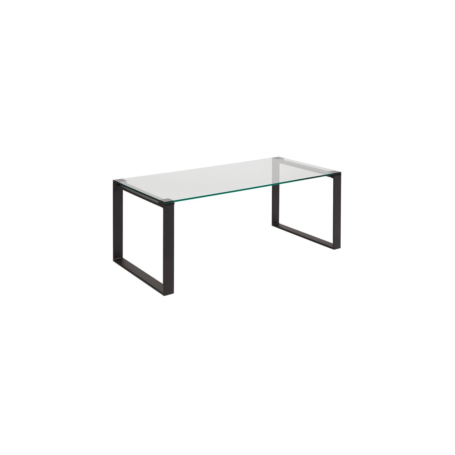 Home Gear Farmer Modern Metal Coffee Table with Tempered Glass Top in Black