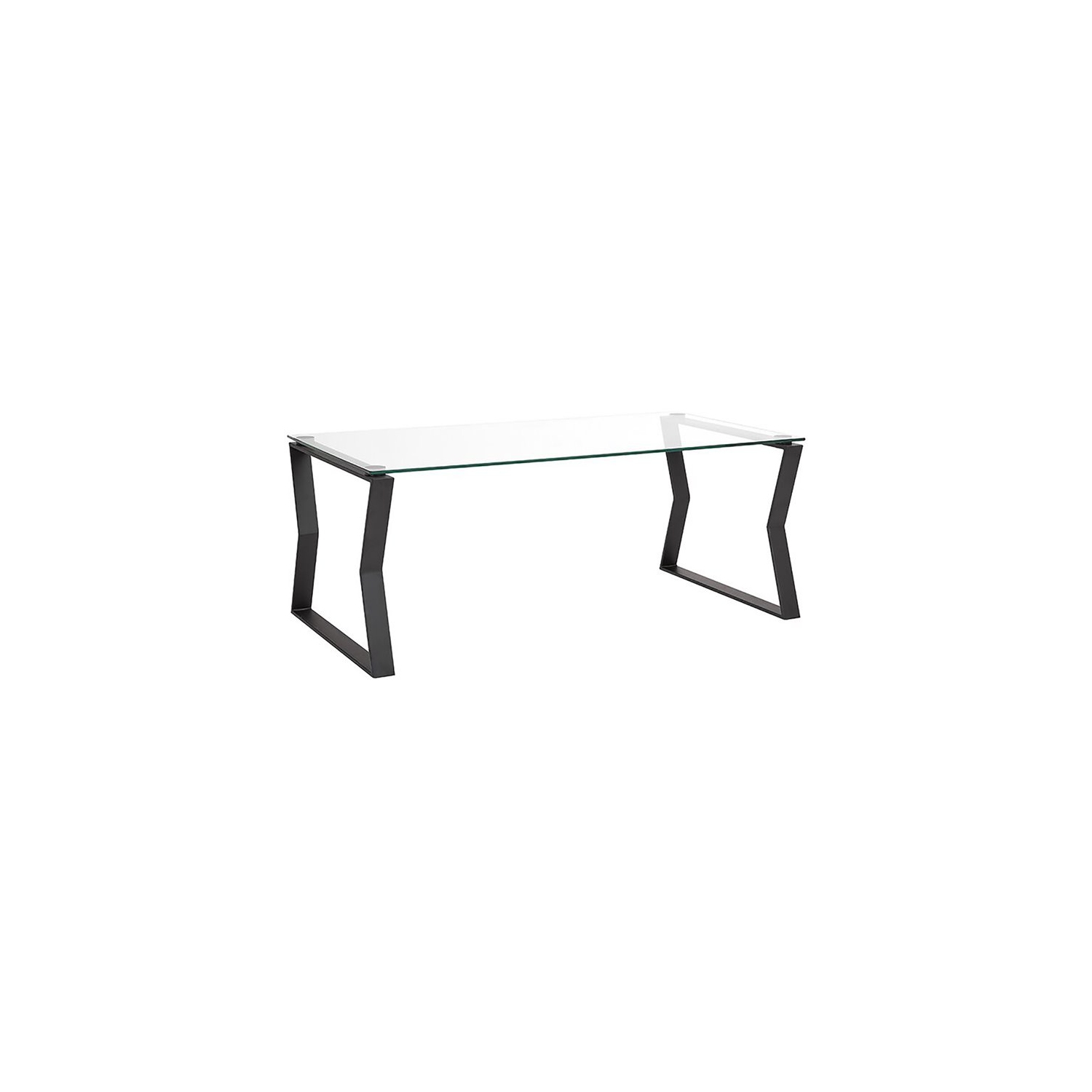 Home Gear Ark Modern Metal Coffee Table with A Tempered Glass Top in Black