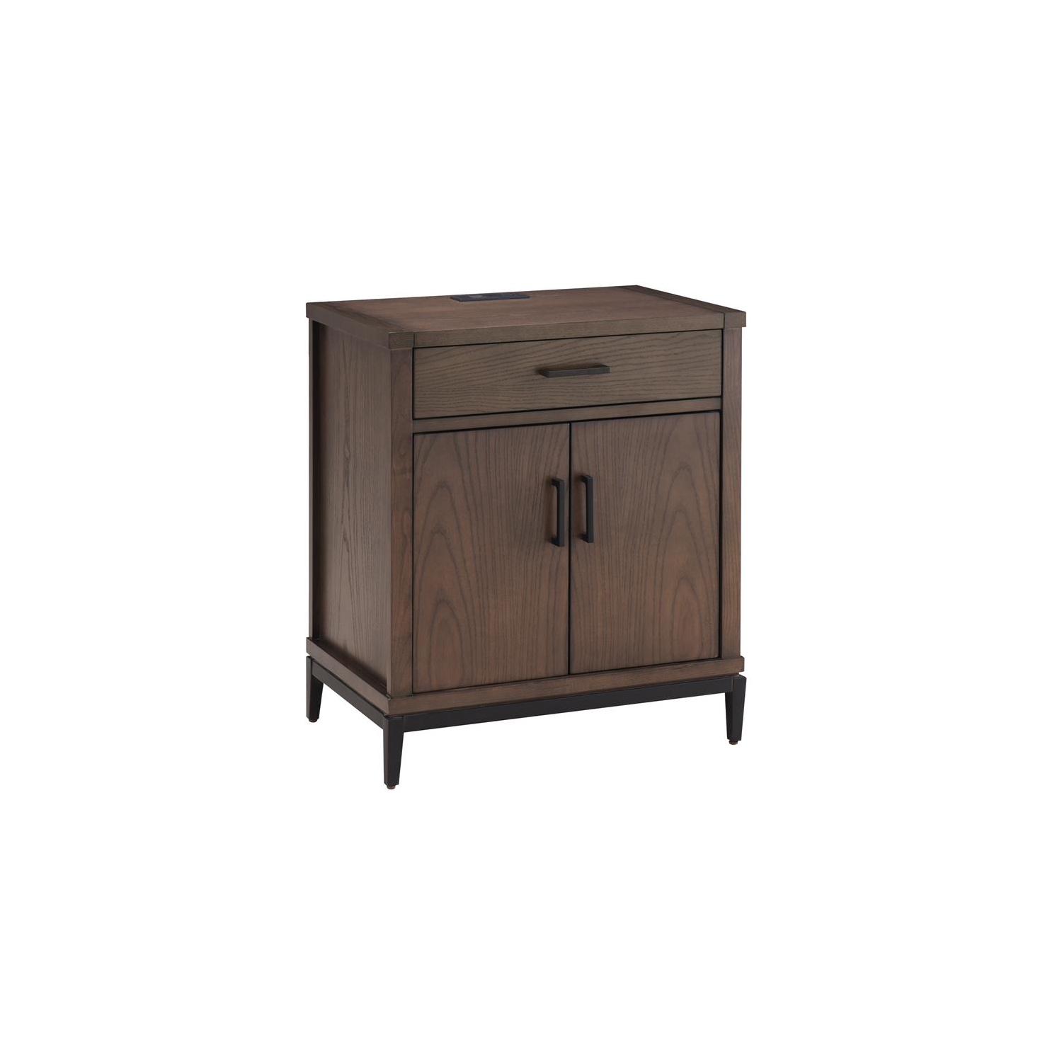 9079-GRMB Julien Assembled Nightstand Table with AC/USB in Coffee Bean/Black
