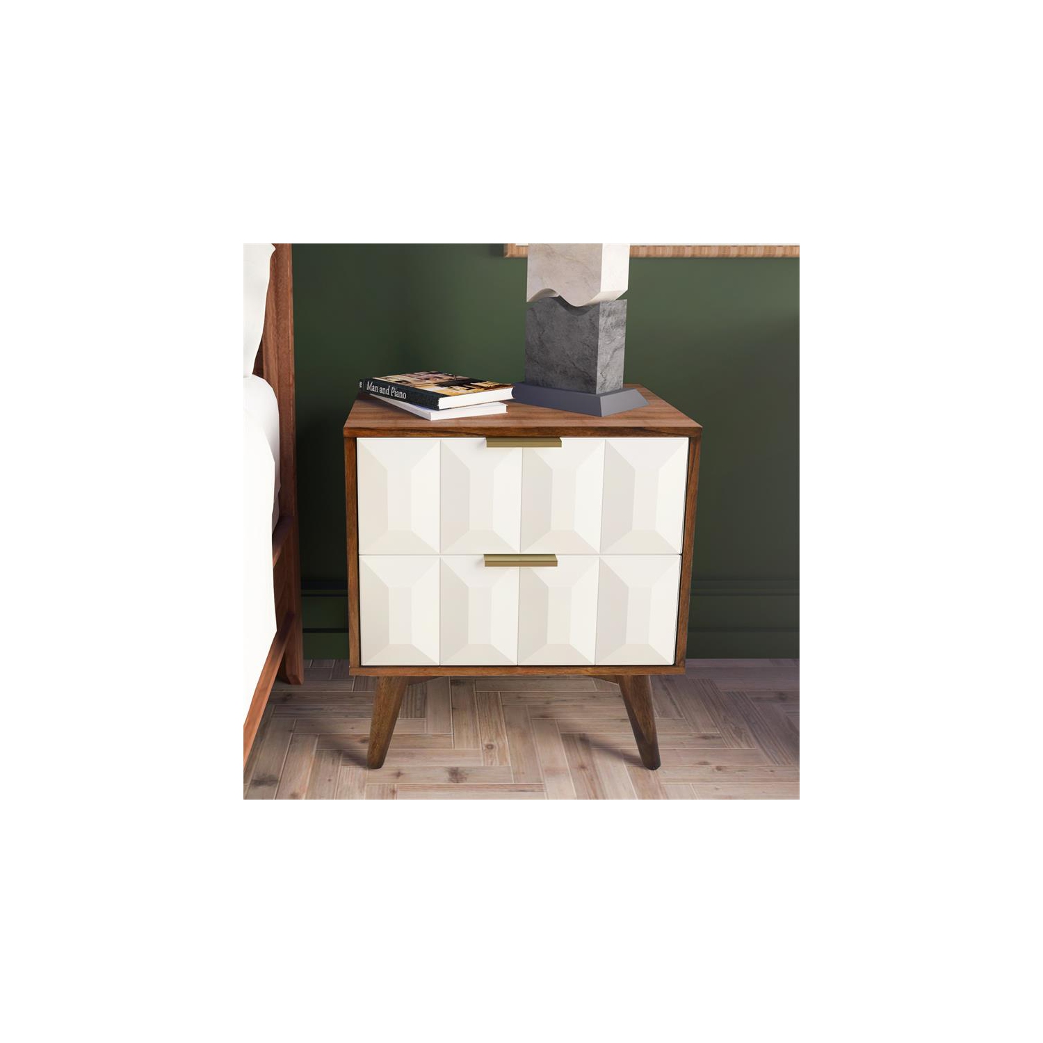 Ginny Burnished Walnut Solid Acacia Nightstand