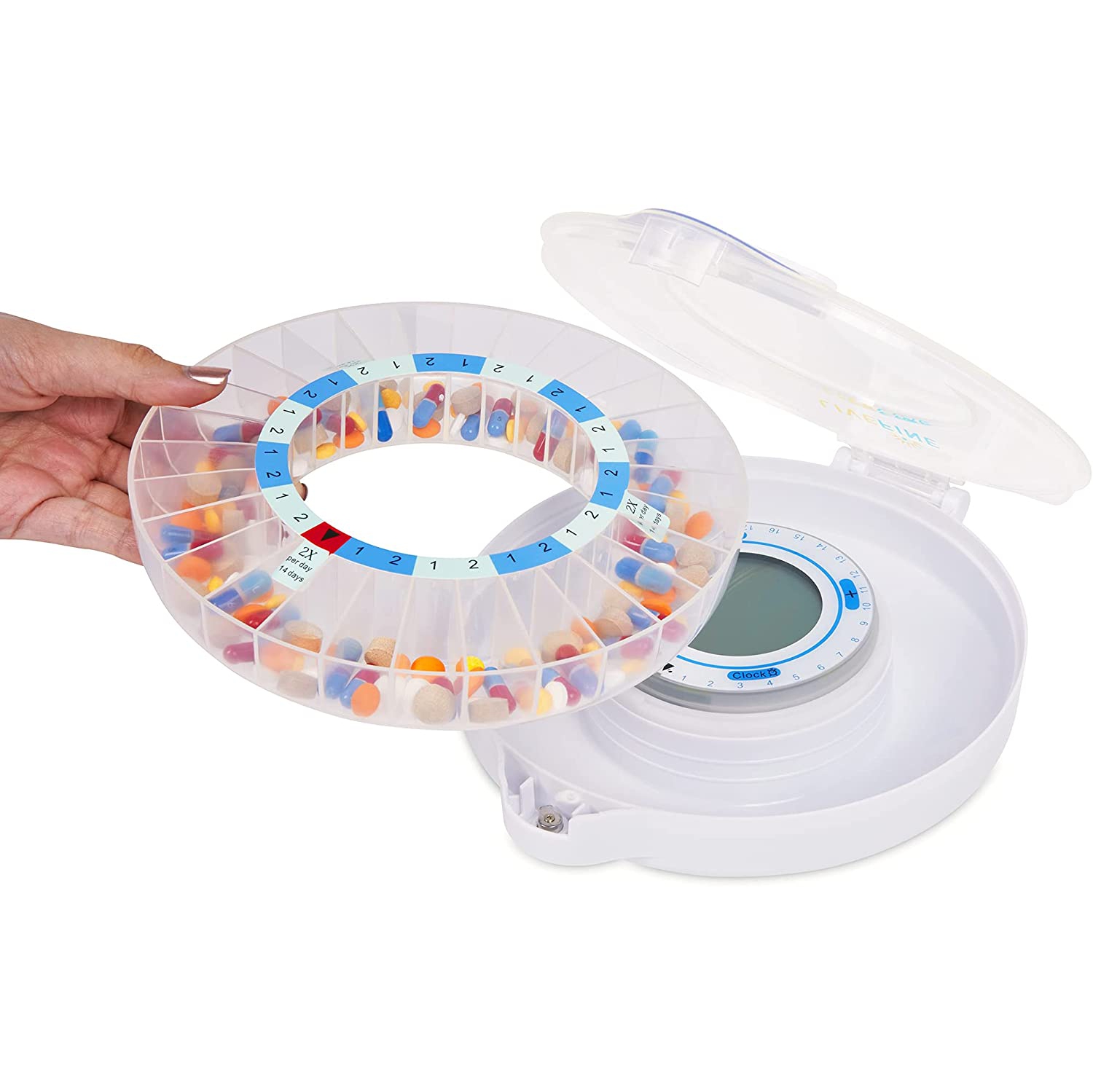 Distributeur de pilules automatique Smart avec Wi-Fi de LiveFine - COUVERCLE givré