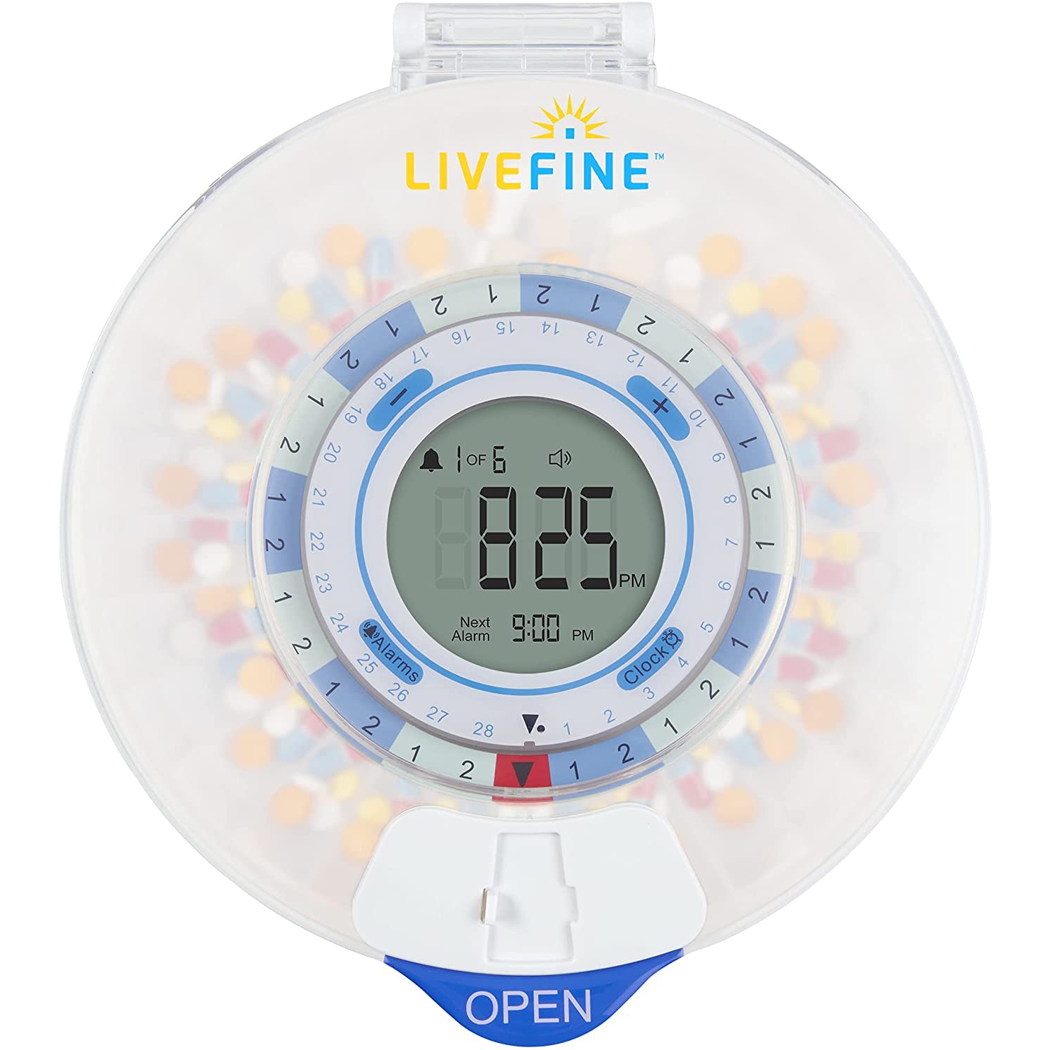 Distributeur de pilules automatique Smart avec Wi-Fi de LiveFine - COUVERCLE givré