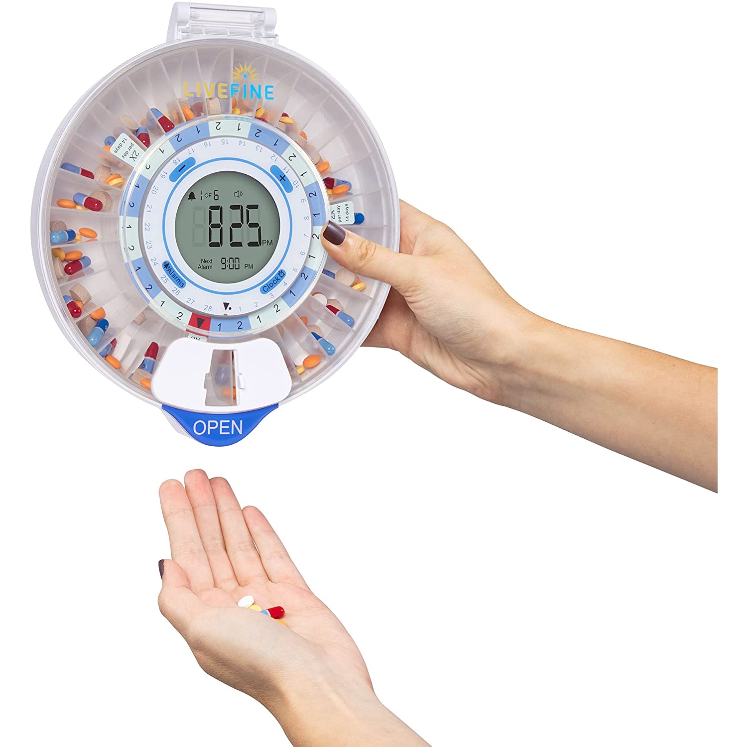 LiveFine Smart Automatic Pill Dispenser with WiFi - Clear LID