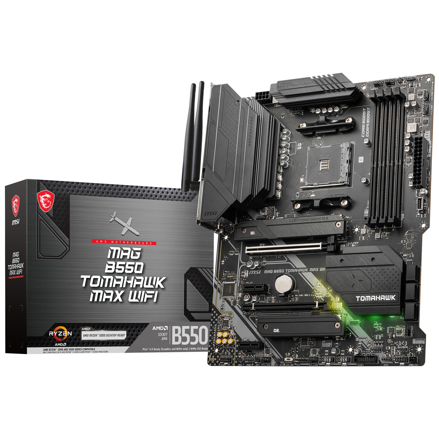 MSI MAG B550 Tomahawk Max Wi-Fi 6E ATX AM4 DDR4 Motherboard for AMD Ryzen 3000/4000/5000 Series CPUs