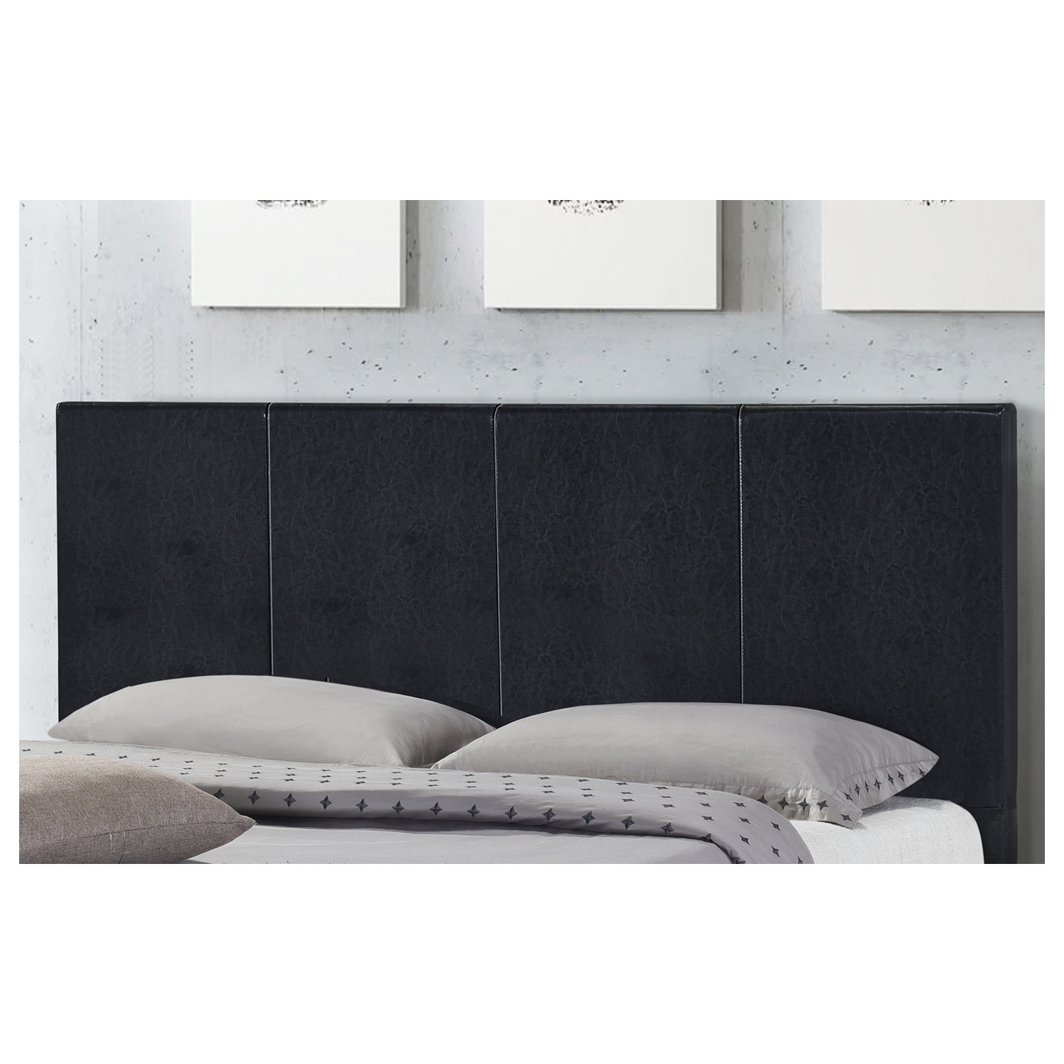 Black PU Leather Uptown Upholstered KING Size Platform Bed