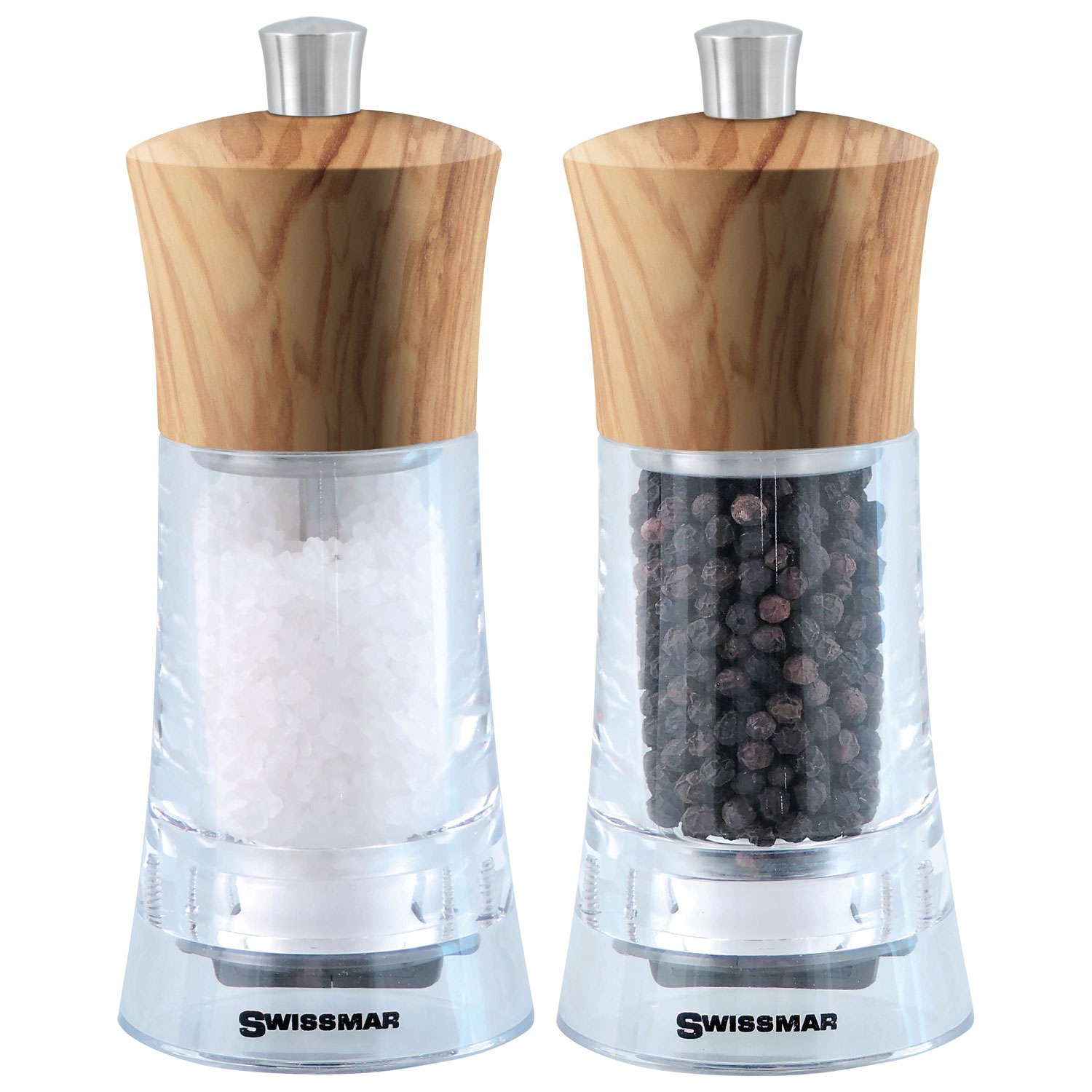 Swissmar Torre Salt & Pepper Mill Set - Acrylic/Olive Wood
