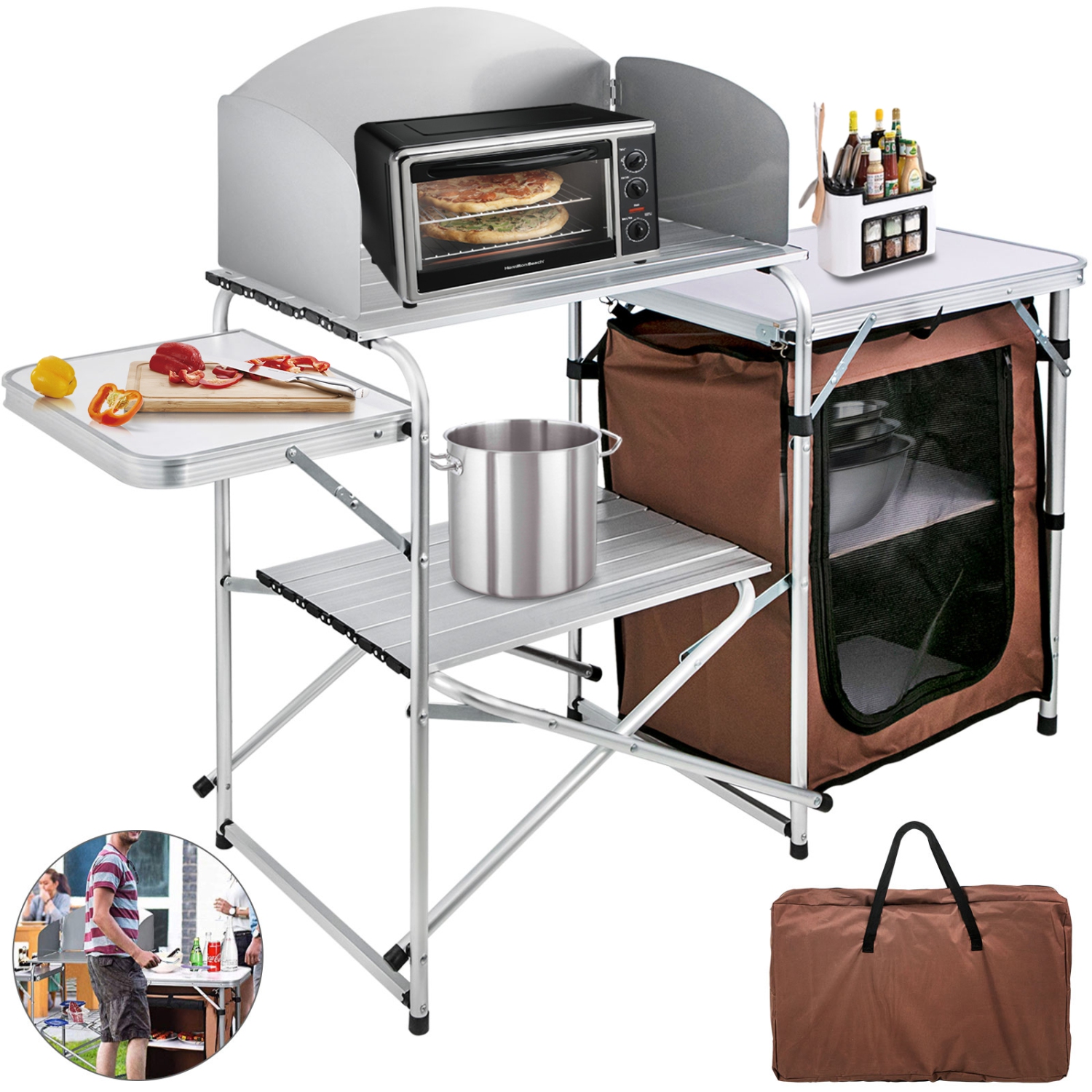 RBSM SPORTS Camping Kitchen Table Set for Camping 2 Tier