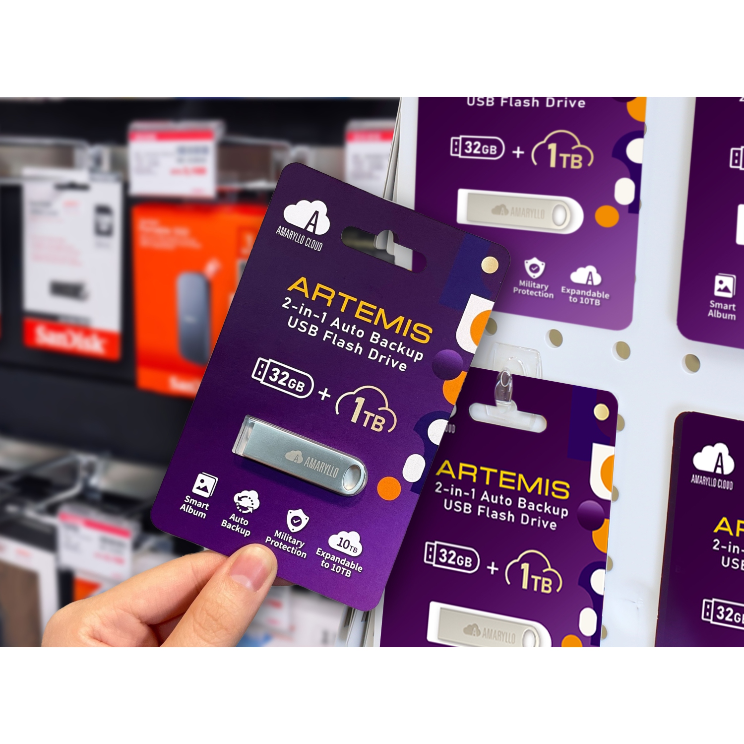 Amaryllo Artemis 1TB Cloud Flash Drive with Auto-Backup