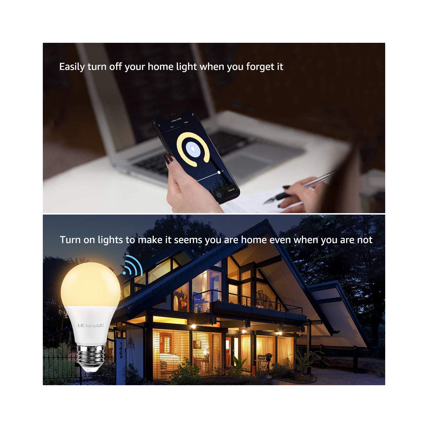 LE LampUX Lampe de Chevet LED WiFi Intelligente, Fonctionne avec