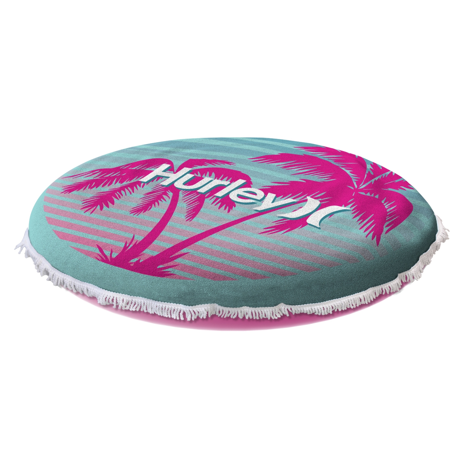 Hurley Inflatable Towel Top Island Pool Float, Pink Palm Tree Design